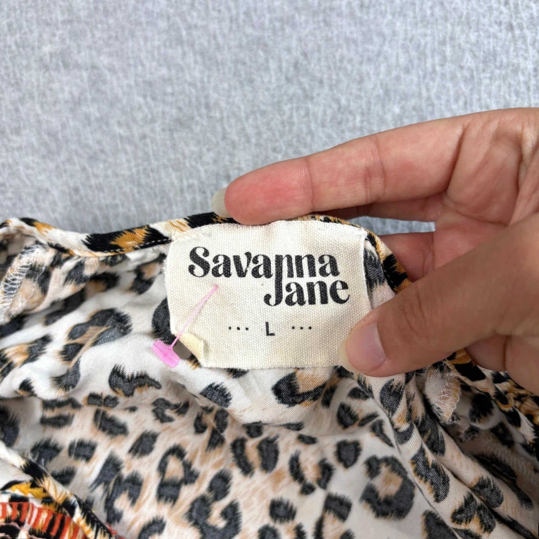 Vintage Savanna Jane Shirt Womens Large Leopard Print Embroidered Boho Peasant Blouse Size L / US 10 / IT 46 - 3 Thumbnail