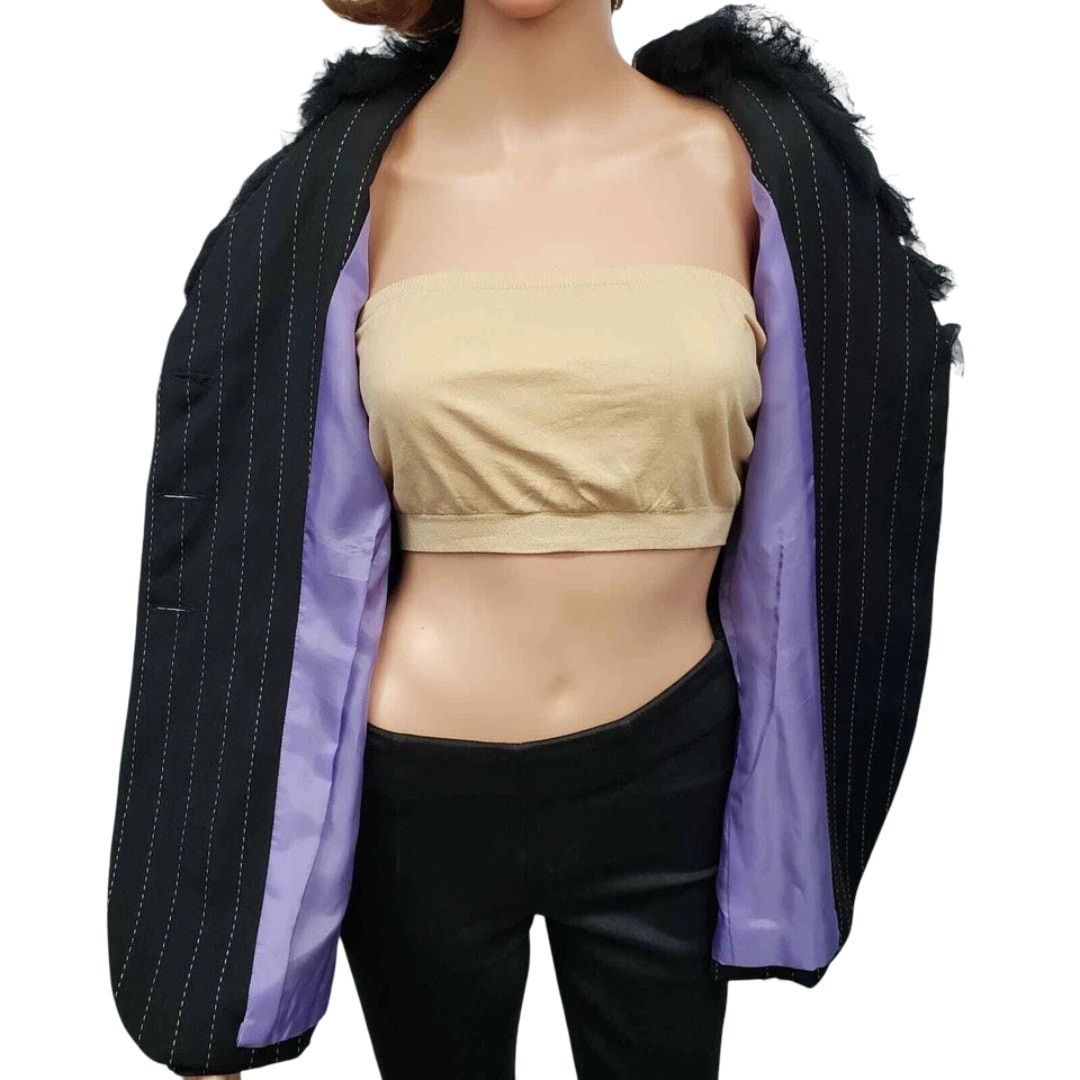 Vintage Pamela Vanderlinde Zone Blazer Jacket Pinstriped Ruffled 8 Size M / US 6-8 / IT 42-44 - 12 Thumbnail