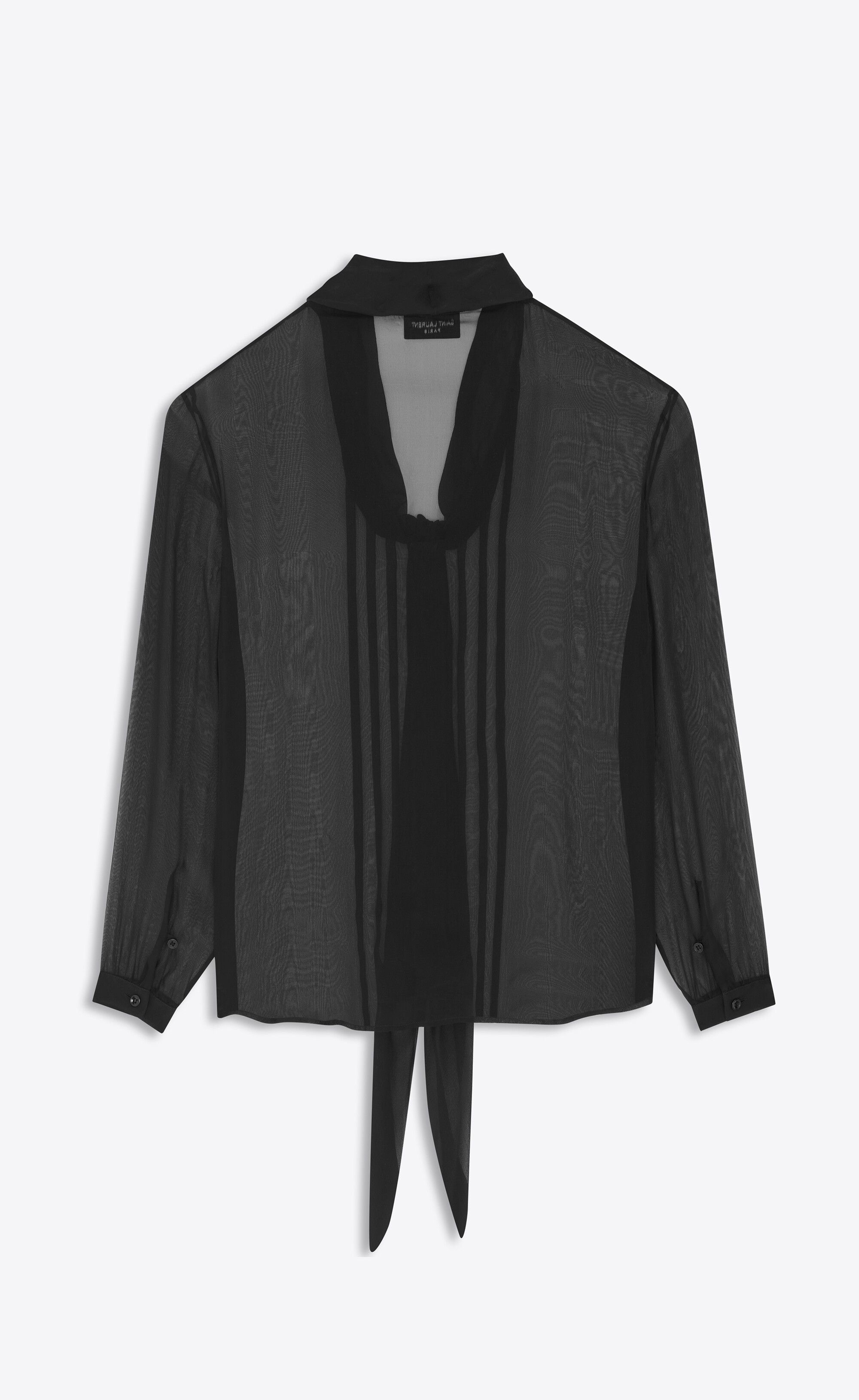 Saint Laurent Paris o1s1wg110125 745547 Lavallière-Neck Shirt in Silk Muslin Size US L / EU 52-54 / 3 - 4 Thumbnail