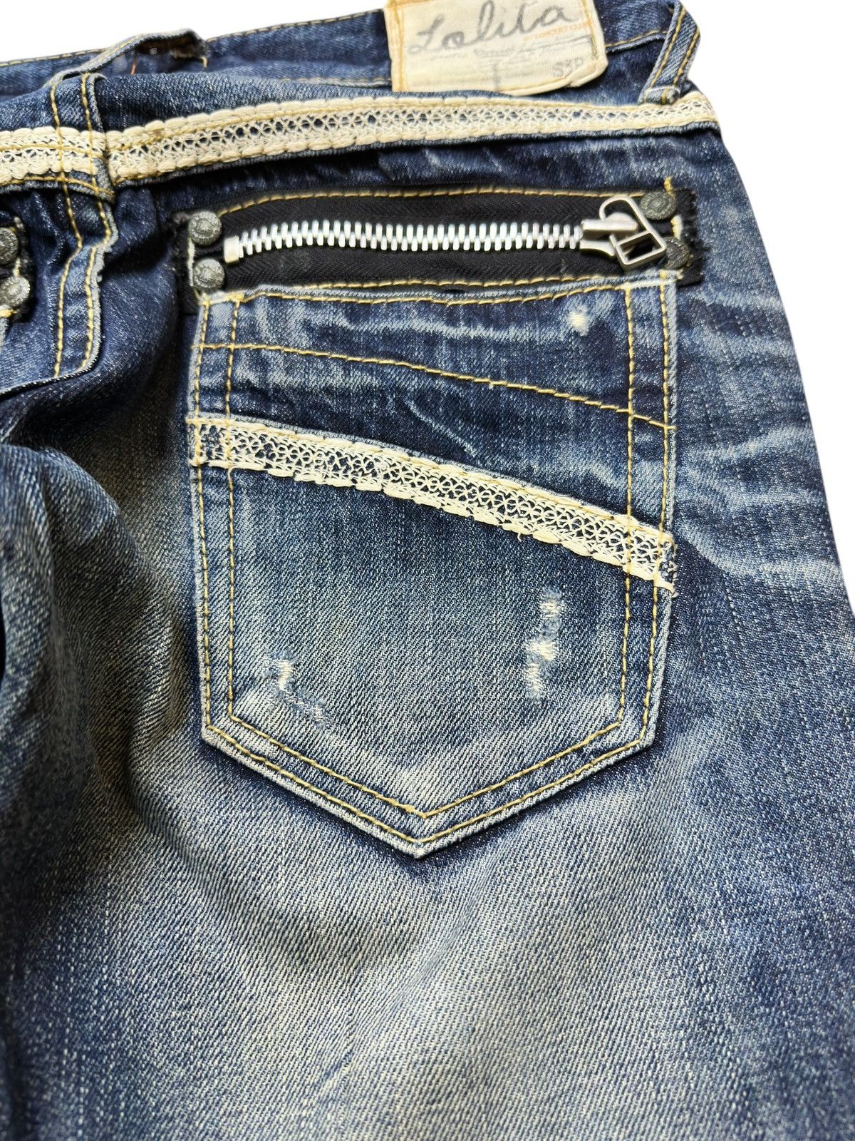 Hysteric Glamour Vintage Lolita jeans Whiskers Grunge Distressed Denim Size US 31 - 6 Thumbnail
