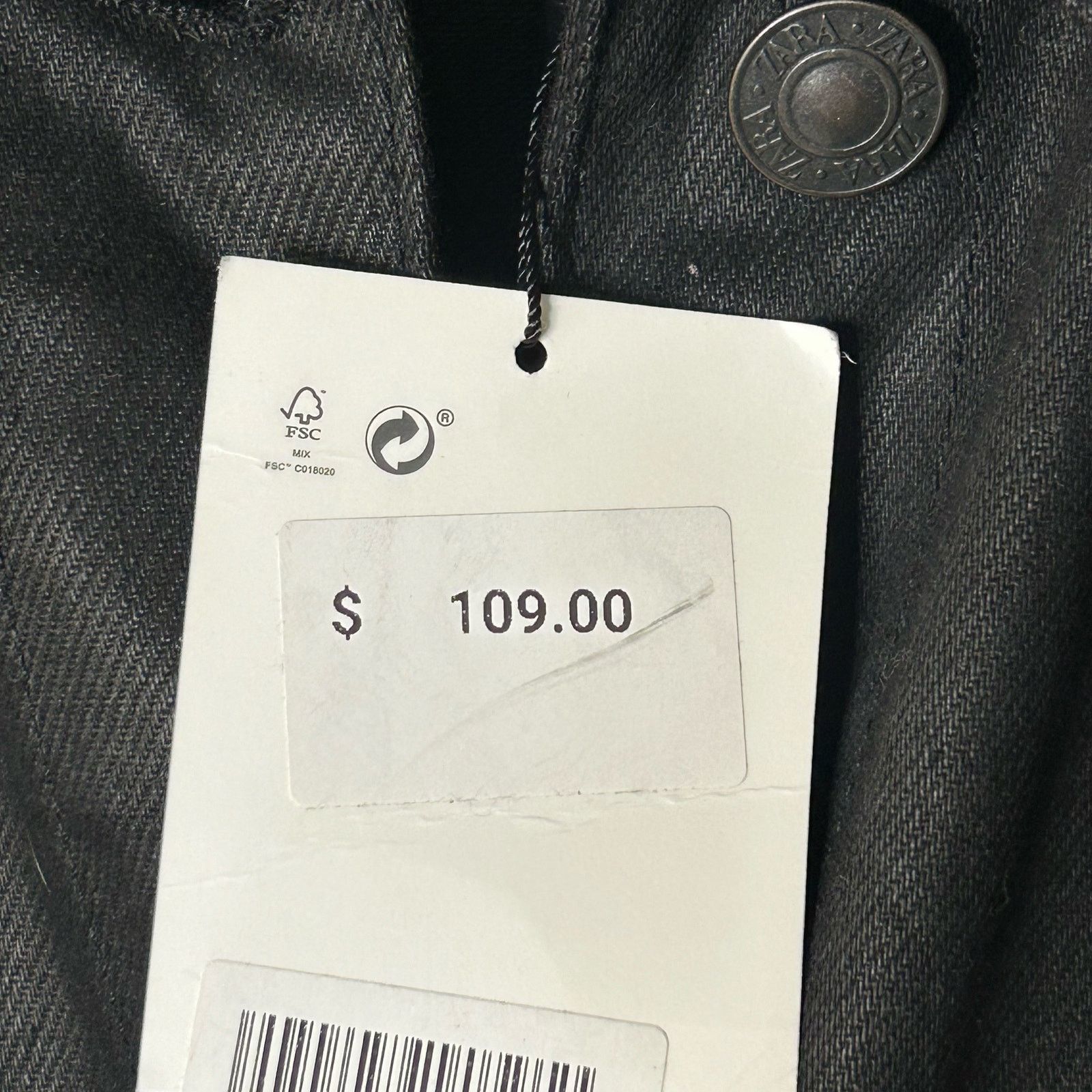 Zara Zara NWT Coat Trench Black Coated Denim Oversized Goth Sz XS Size XS / US 0-2 / IT 36-38 - 5 Thumbnail