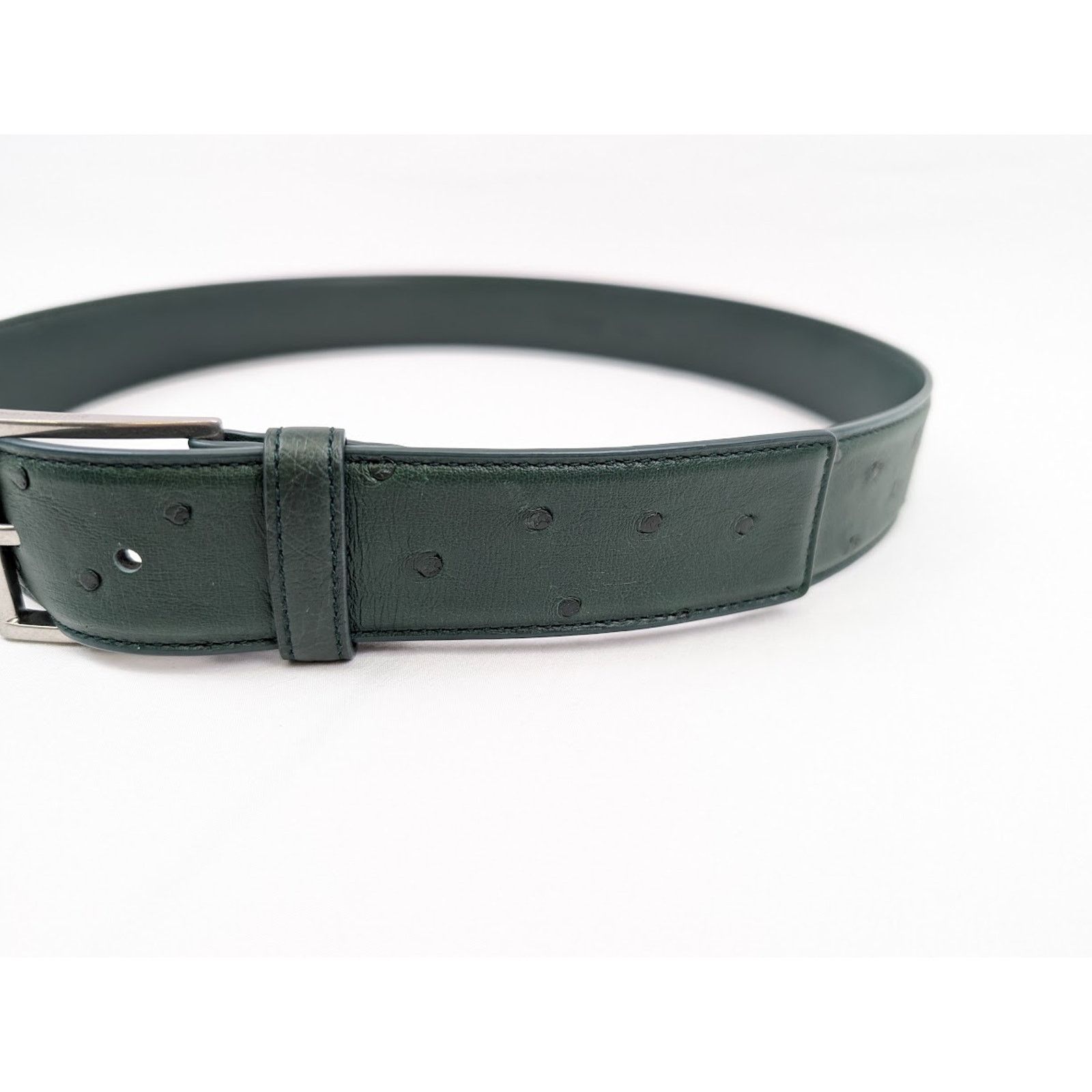 Bottega Veneta o1rshd1 Size: 90 / Struzzo Light Calf Belt in Pine Green Size 34 - 13 Thumbnail