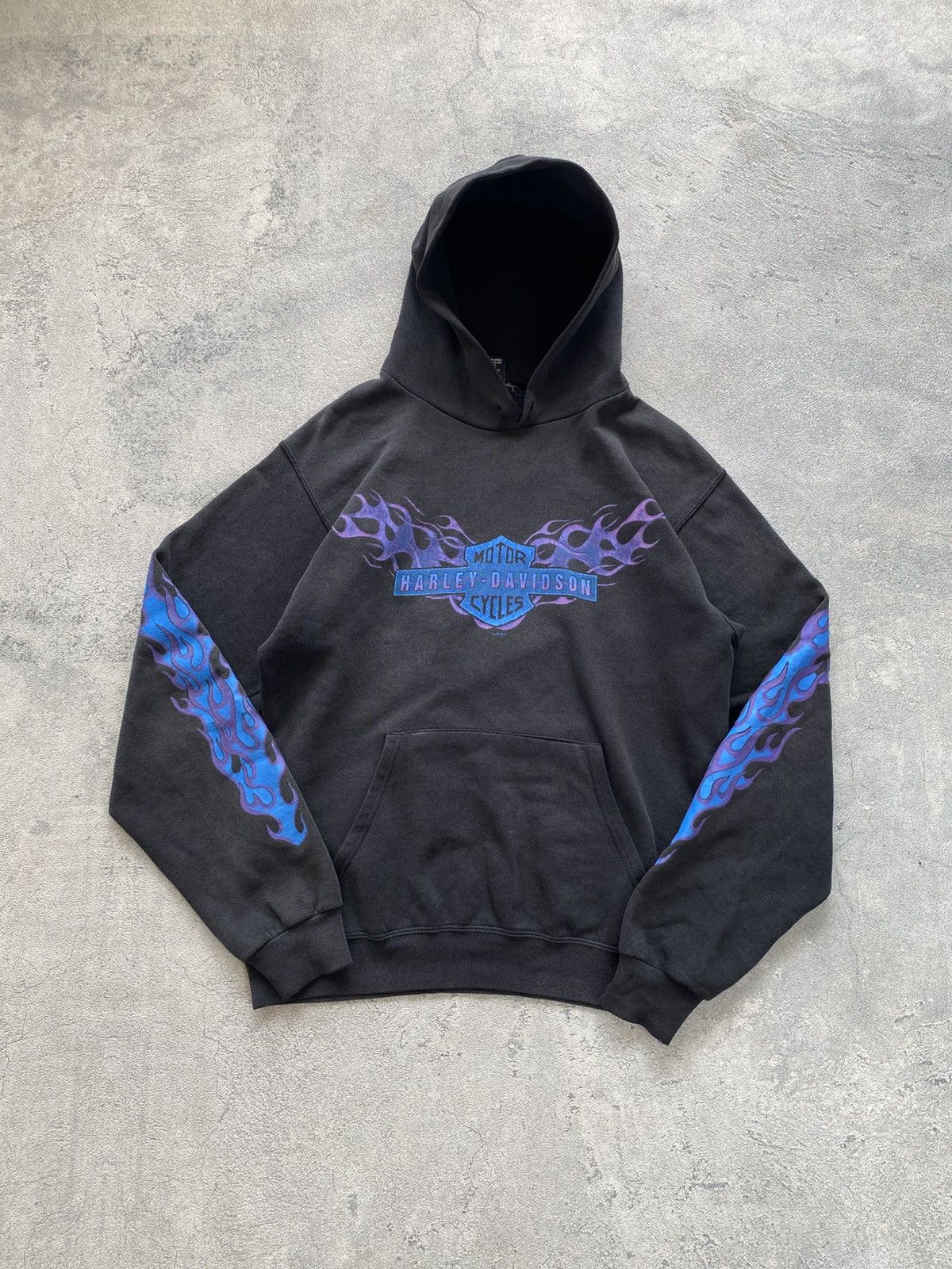 Harley Davidson Vintage Harley Davidson 98 Blue Purple Fire Hoodie