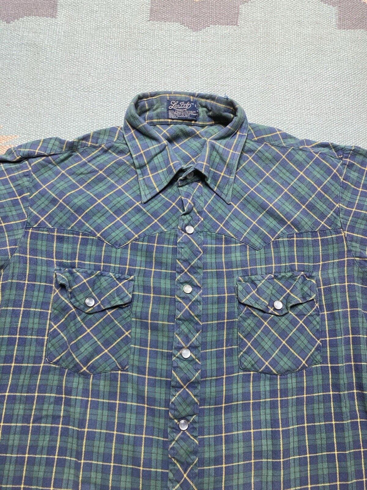 Vintage VTG 70s Pearl snap flannel shirt western cowboy plaid large Size US L / EU 52-54 / 3 - 2 Thumbnail
