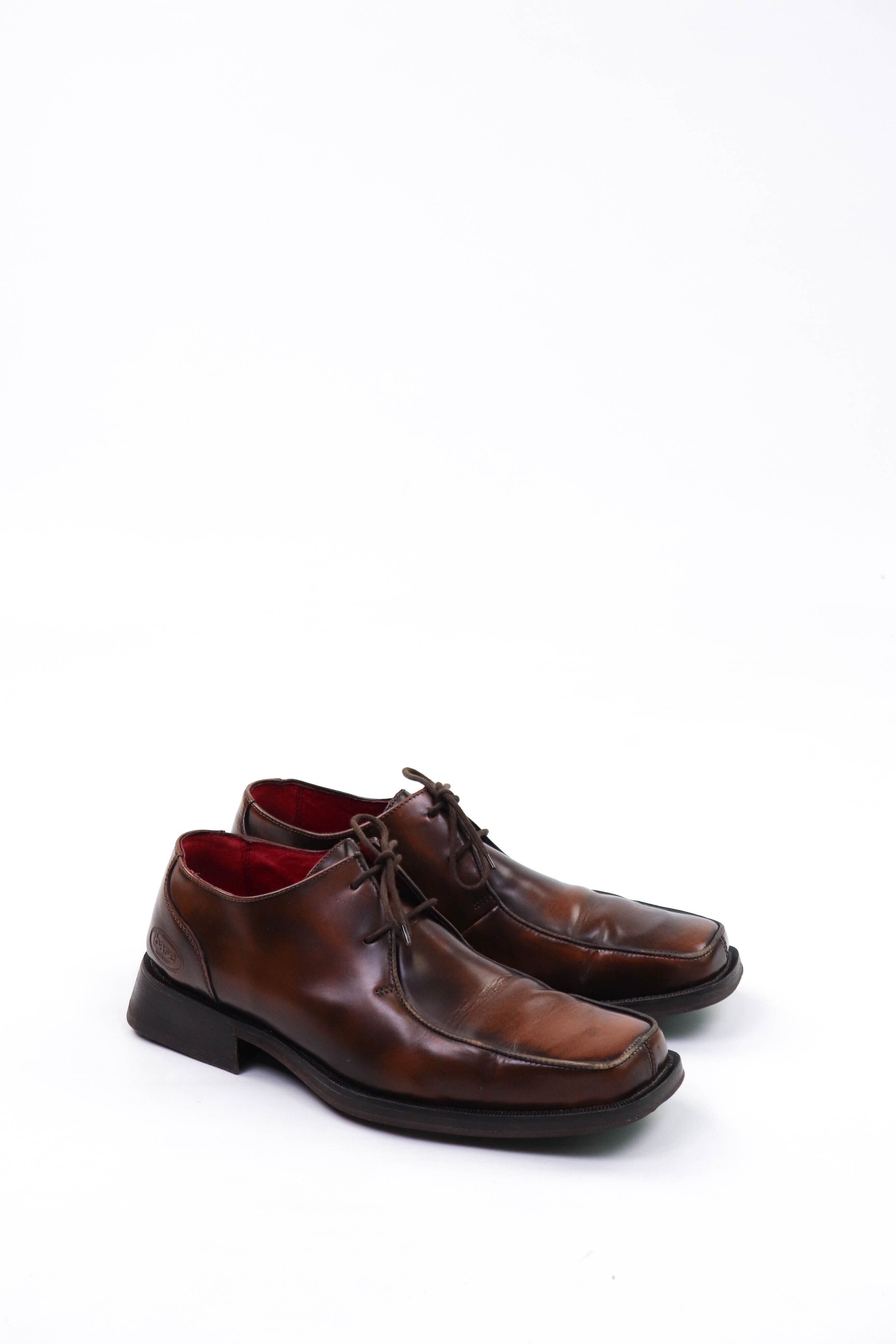 image of Base London Vintage Square Toe Massive Steroid Oxford Shoes in Brown, Men's (Size 10)