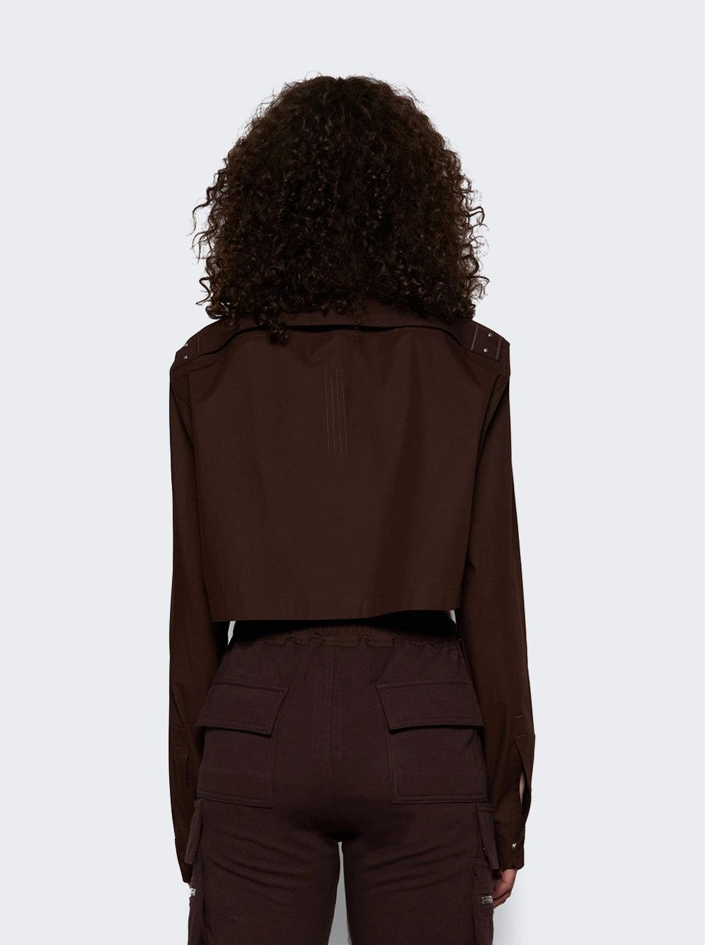 Rick Owens o1mle0426 Woven Cropped Outershirt in Brown Size M / US 6-8 / IT 42-44 - 4 Thumbnail