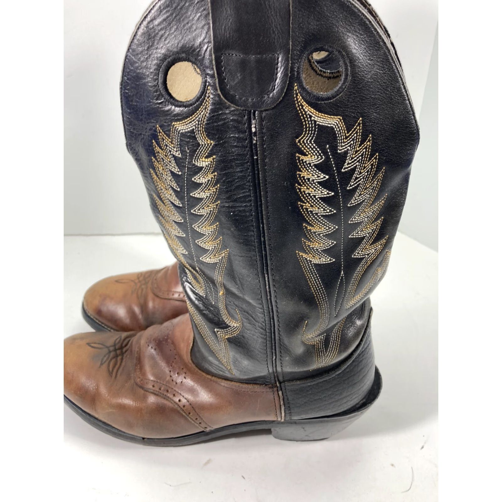 Durango Durango Buckaroo Boots Men Size 11 D Two Tone Leather Western Style SW6405 14 In Brown Cowboy Western Leather Boots Mens Size US 11 / EU 44 - 4 Thumbnail