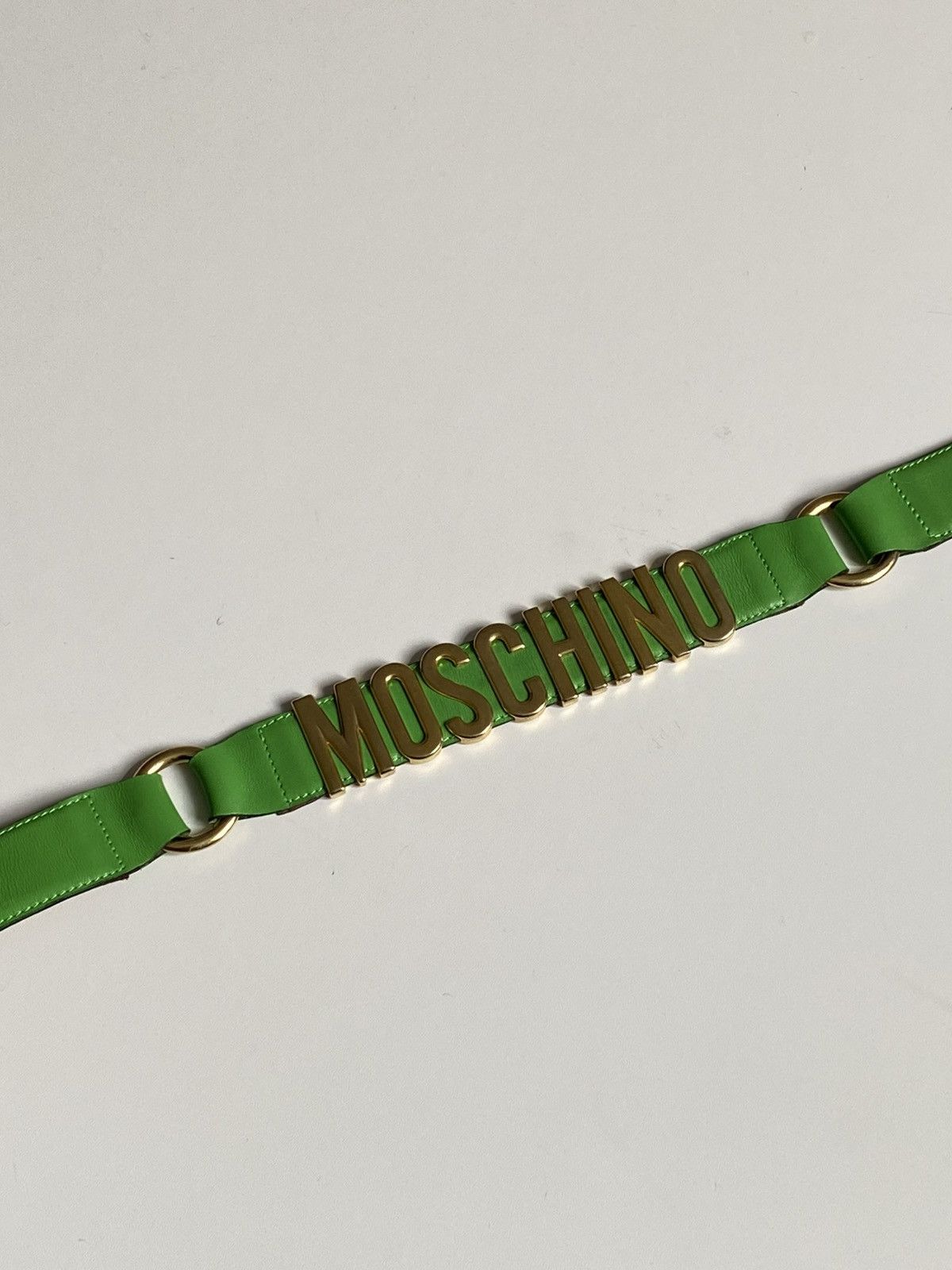 Moschino Moschino Logo Leather Belt Green Gold Logo Size ONE SIZE - 2 Thumbnail