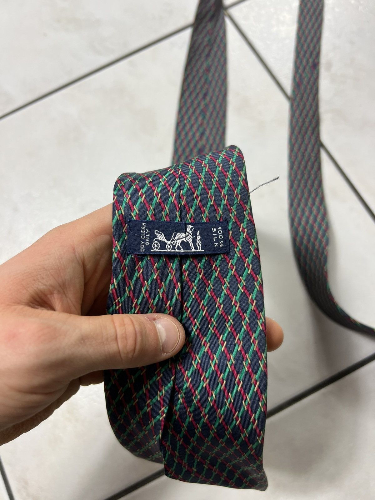 Hermes Vintage Hermes Paris silk tie luxury 7155 FA pattern logo H Size ONE SIZE - 13 Thumbnail