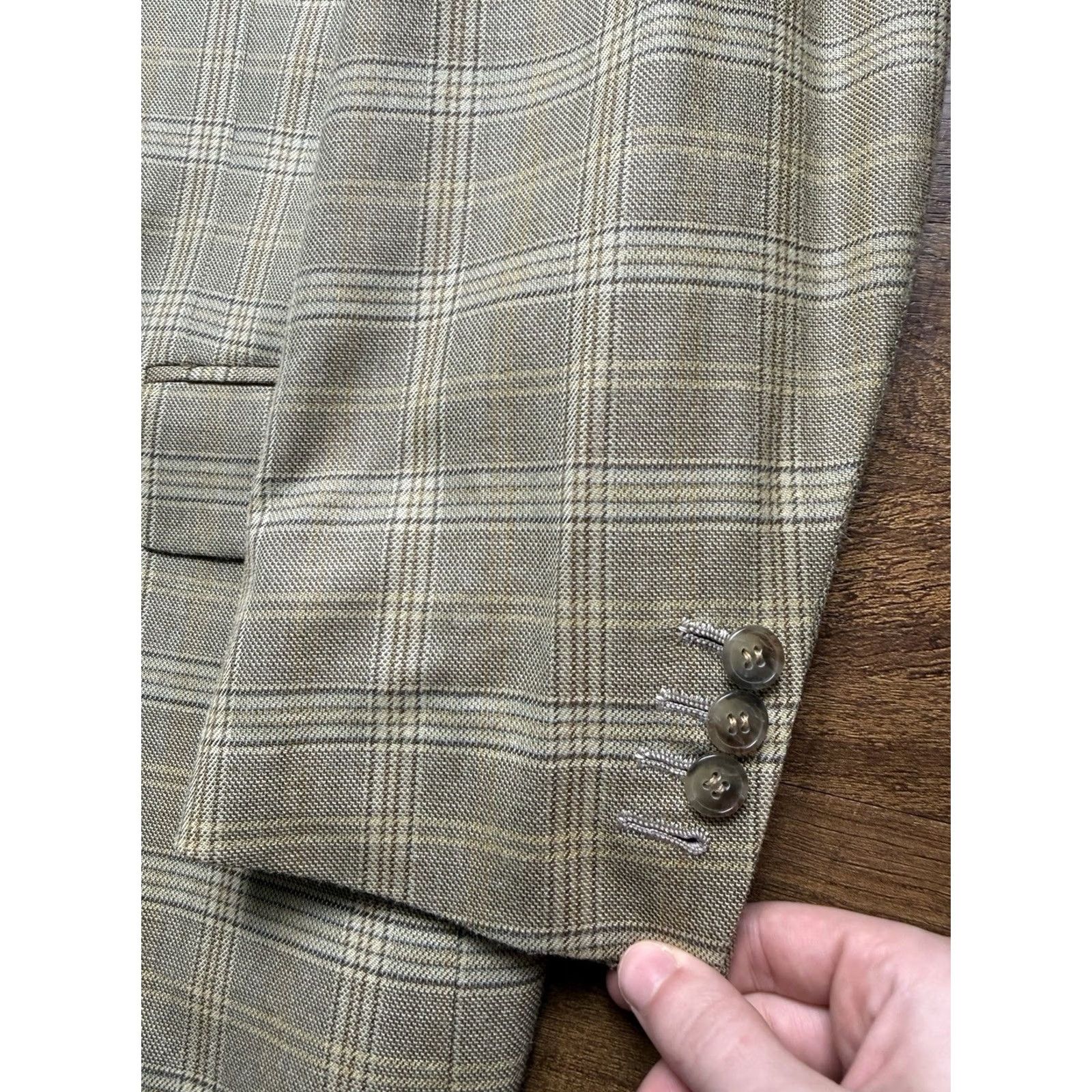 Joseph Abboud Joseph Abboud Blazer Mens 46R Wool Silk Sport Coat Jacket Gray Windowpane Notch Lapel Four-Button Cuffs Size 46R - 5 Thumbnail