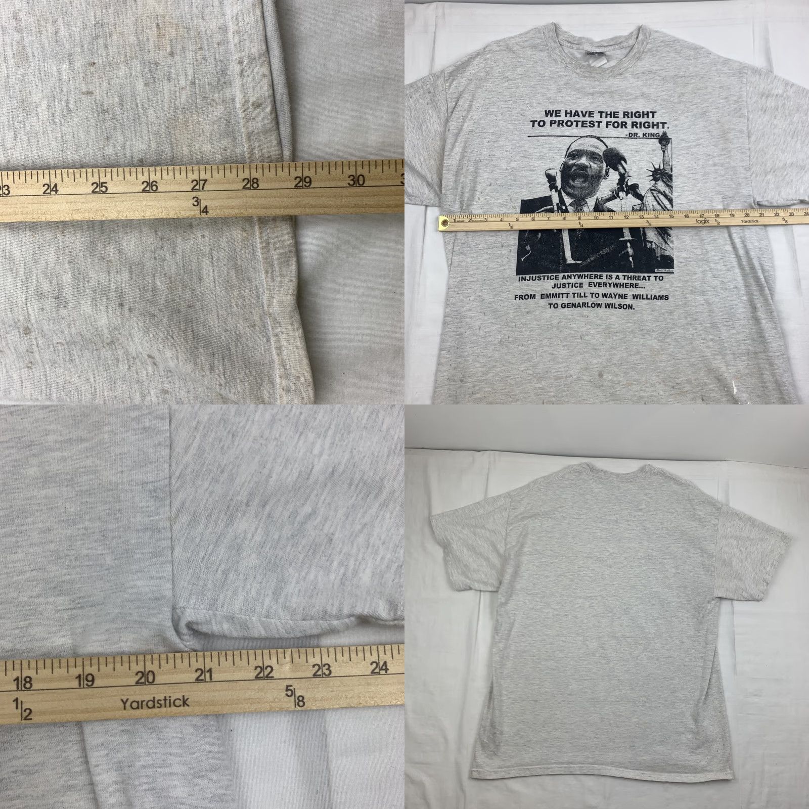 Hanes VINTAGE Martin Luther King Jr T Shirt Adult Large Gray Y2K Thrashed Distressed Size US L / EU 52-54 / 3 - 8 Thumbnail