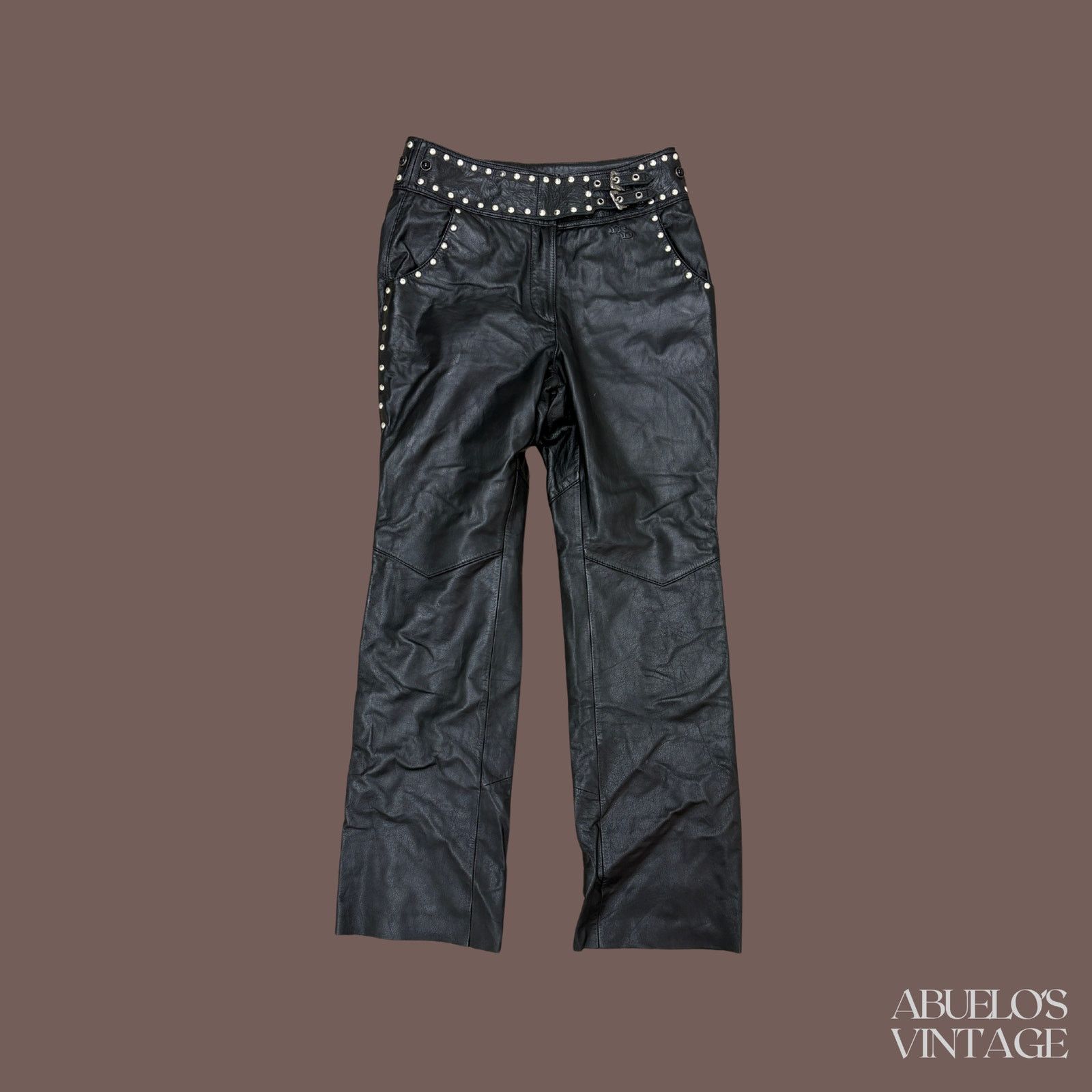 Harley Davidson VTG Leather Pants | Harley-Davidson Studded | Y2K Biker Size 28" / US 6 / IT 42 - 1 Thumbnail