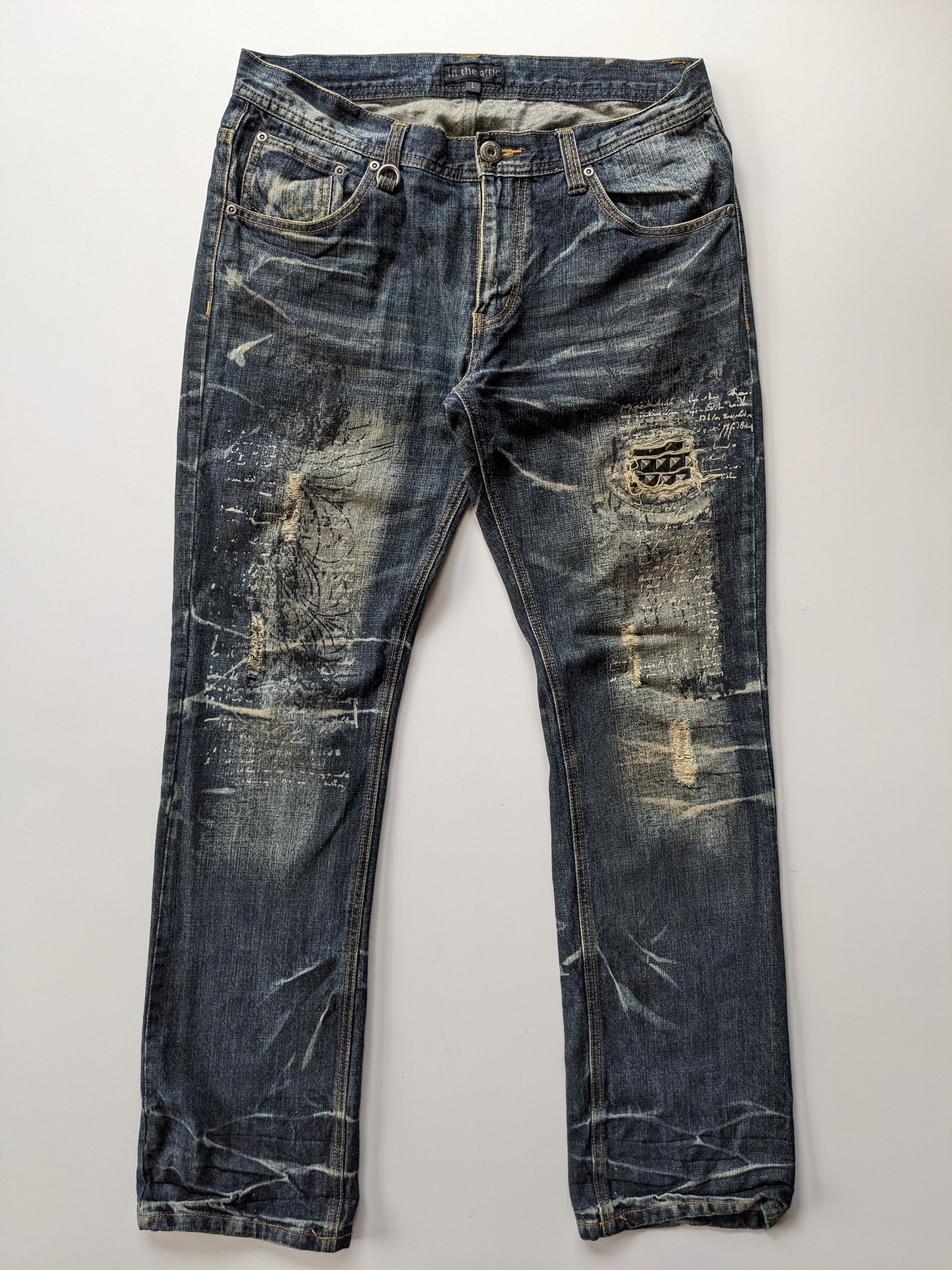 Japanese Brand Exploison In The Attic clawmark distressed studded jeans Size US 32 / EU 48 - 2 Thumbnail