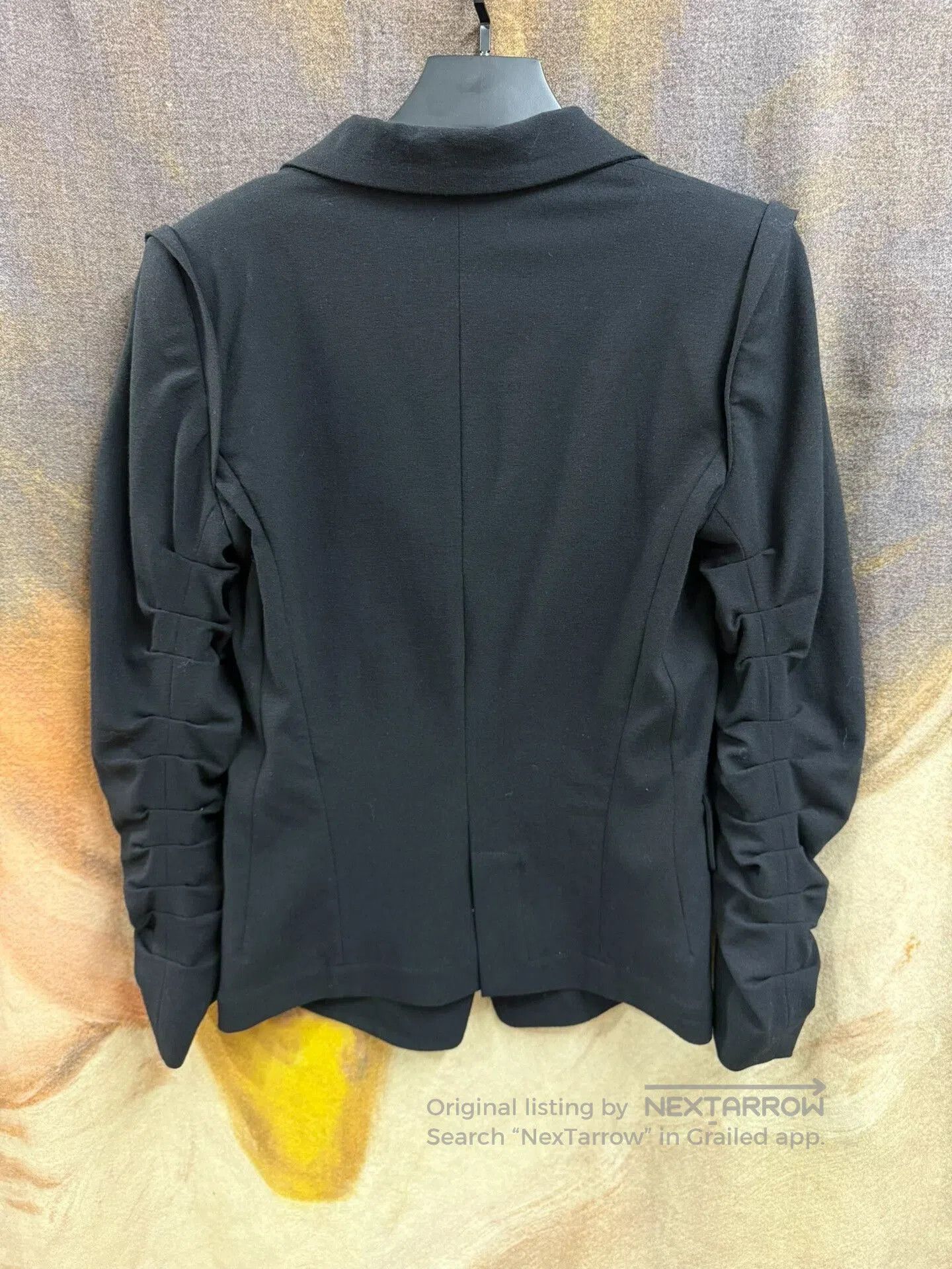 Ann Demeulemeester Elegant Black Ruched Sleeve Blazer. Size US S / EU 44-46 / 1 - 6 Thumbnail
