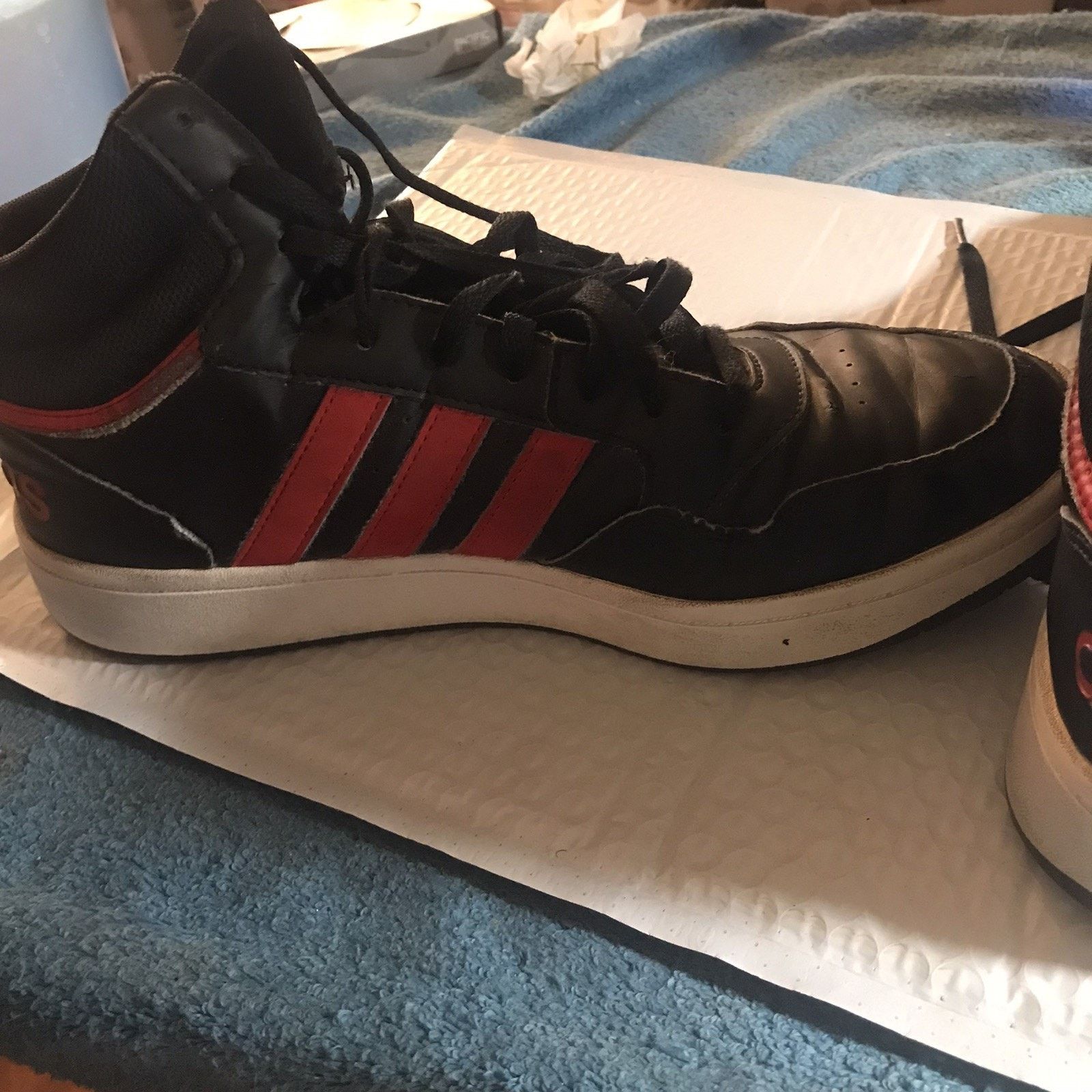 Adidas Size 10.5 - adidas Hoops 3.0 Mid Black Scarlet Size US 10.5 / EU 43-44 - 5 Thumbnail