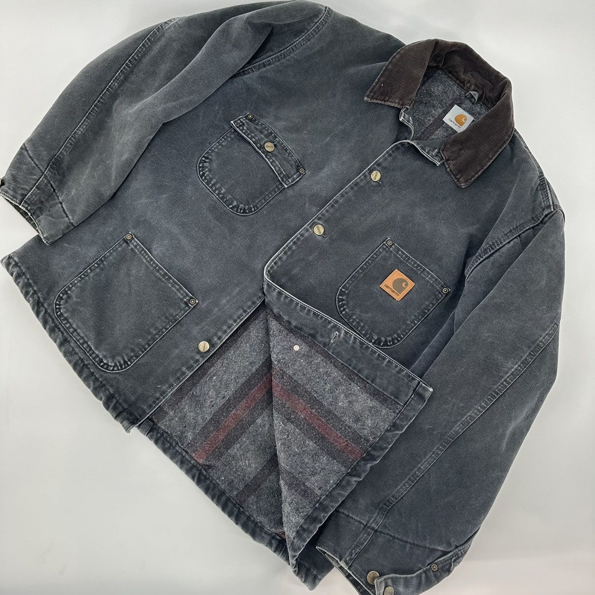 image of 90’S Carhartt Blanket Lined Chore Jacket in Black, Men's (Size XL)