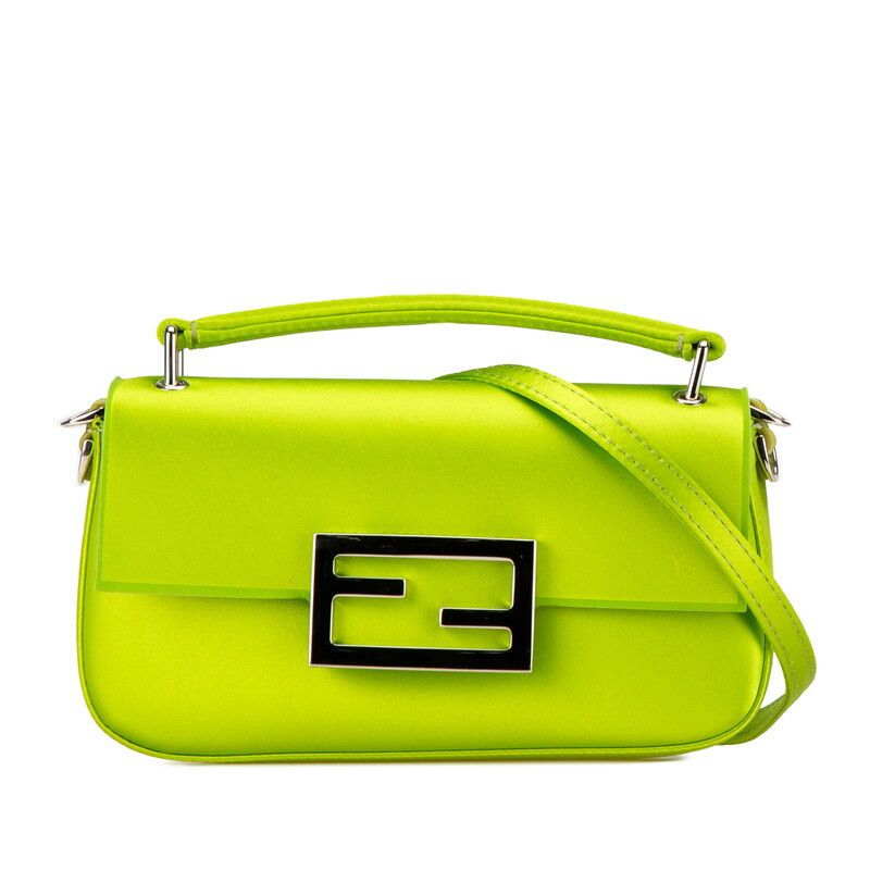 Fendi Fendi Silk Leather Baguette Phone Pouch 2Way Bag 7As142 Leather Shoulder Bag 7As142 in Green, Women's