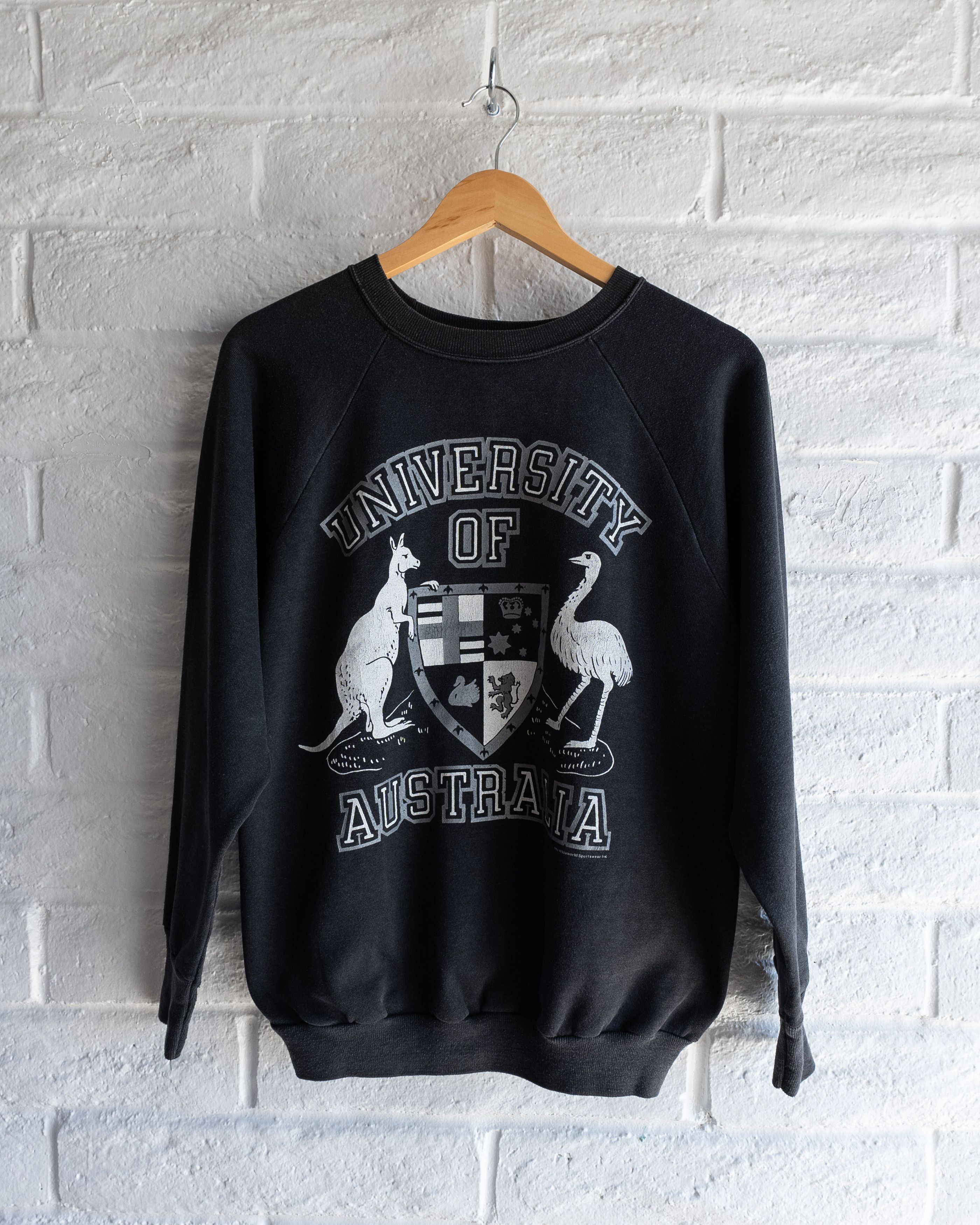 Vintage Vintage 1980s University Of Australia Sweatshirt Black L Size US L / EU 52-54 / 3 - 1 Thumbnail