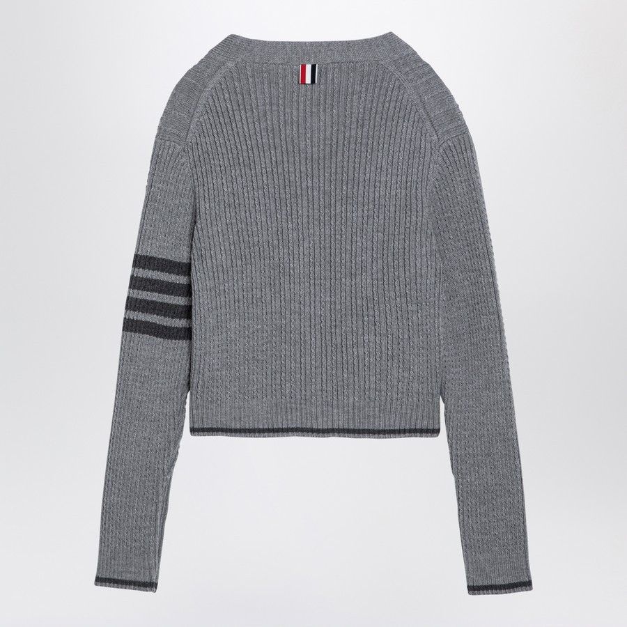 Thom Browne o1d2blof1024 Wool Cardigan in Grey Size S / US 4 / IT 40 - 2 Thumbnail