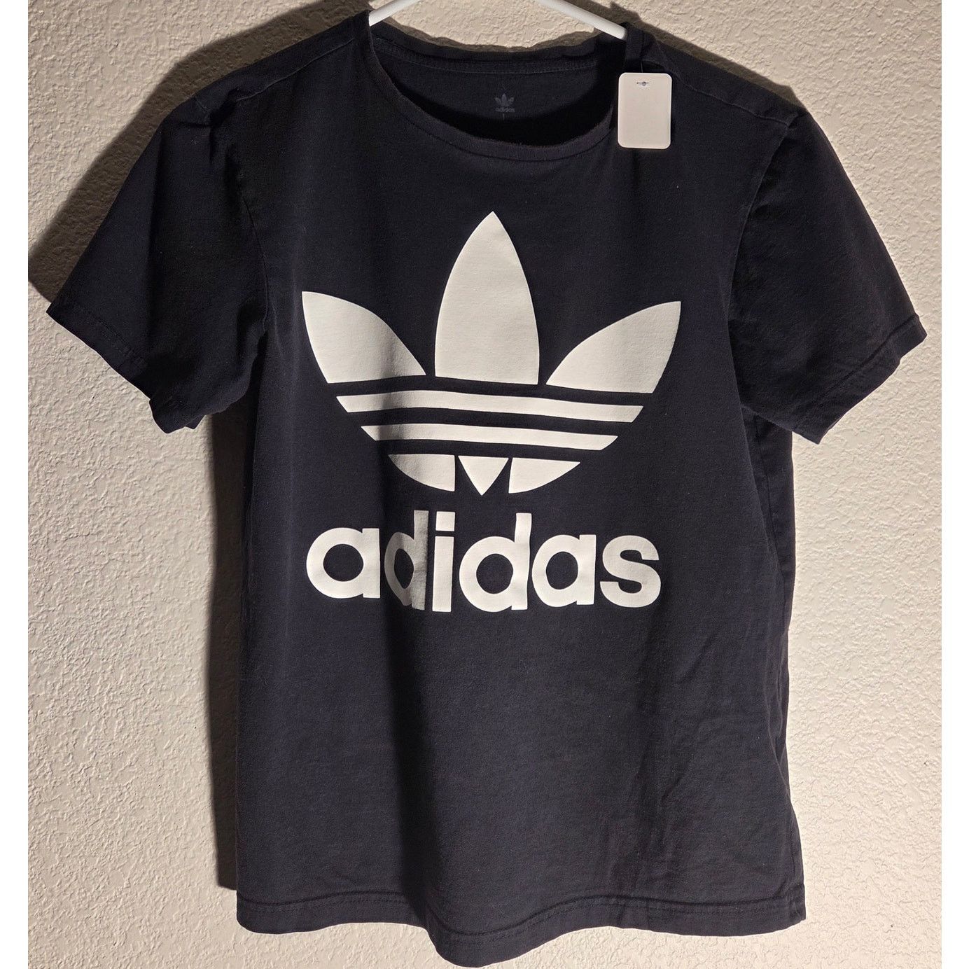 Adidas Vintage Adidas Large Black T-Shirt with White Logo - Boys Size US L / EU 52-54 / 3 - 1 Thumbnail