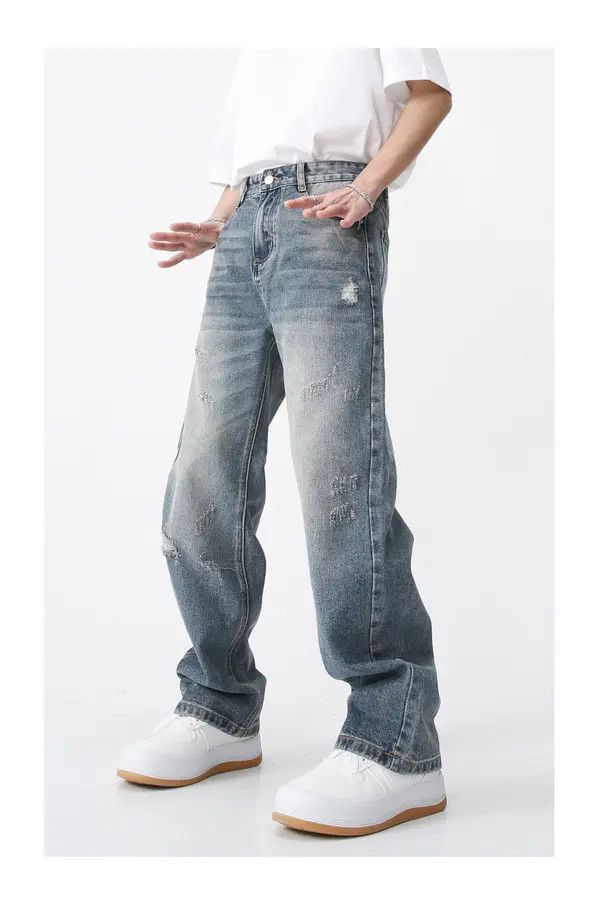 Japanese Brand VIBE Straight-Leg Casual Loose Frayed Jeans Size US 32 / EU 48 - 3 Thumbnail