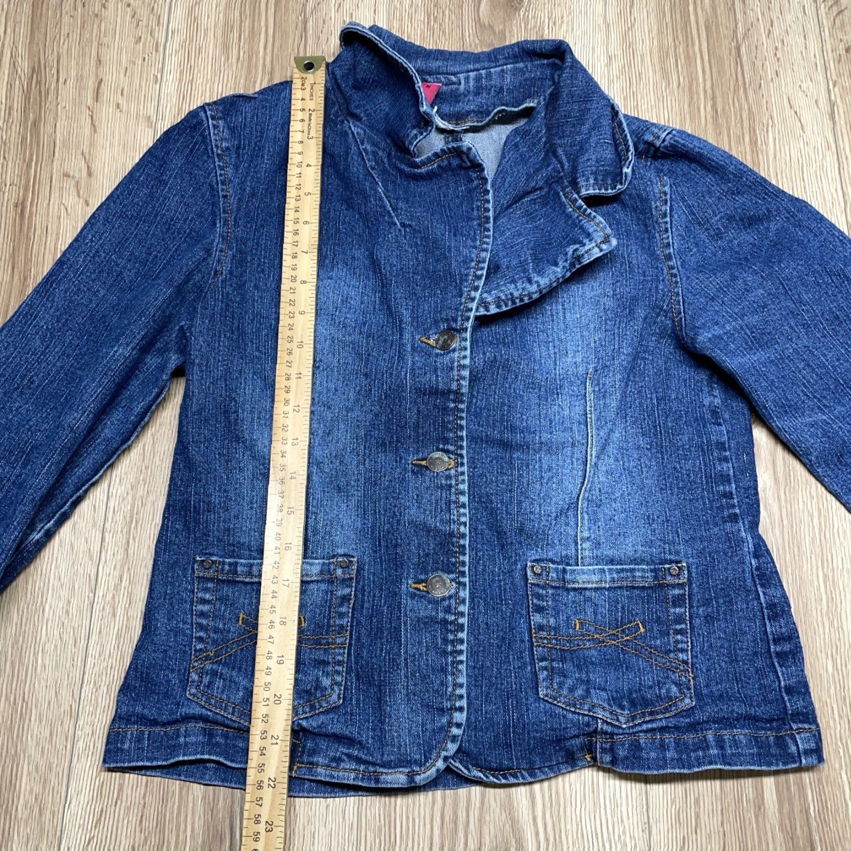 Denime VINTAGE Jean Women Denim Blazer Jacket Size M Blue 100% Cotton Basic Jacket Size M / US 6-8 / IT 42-44 - 4 Thumbnail