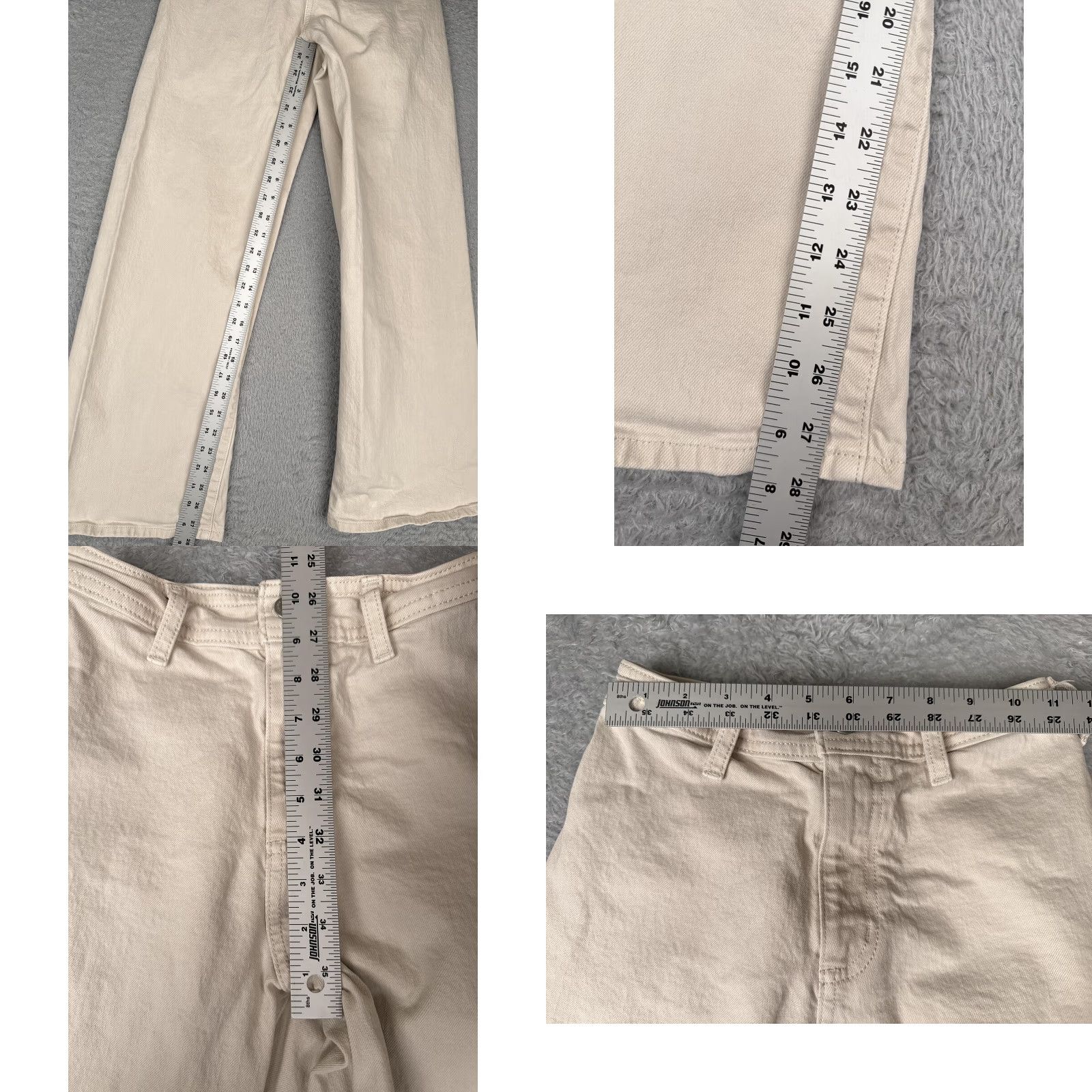 Vintage Universal Thread Jeans Women 00 Beige Wide Leg Ankle High Rise Casual 22x28 Size 24" / US 00 / IT 34 - 8 Thumbnail
