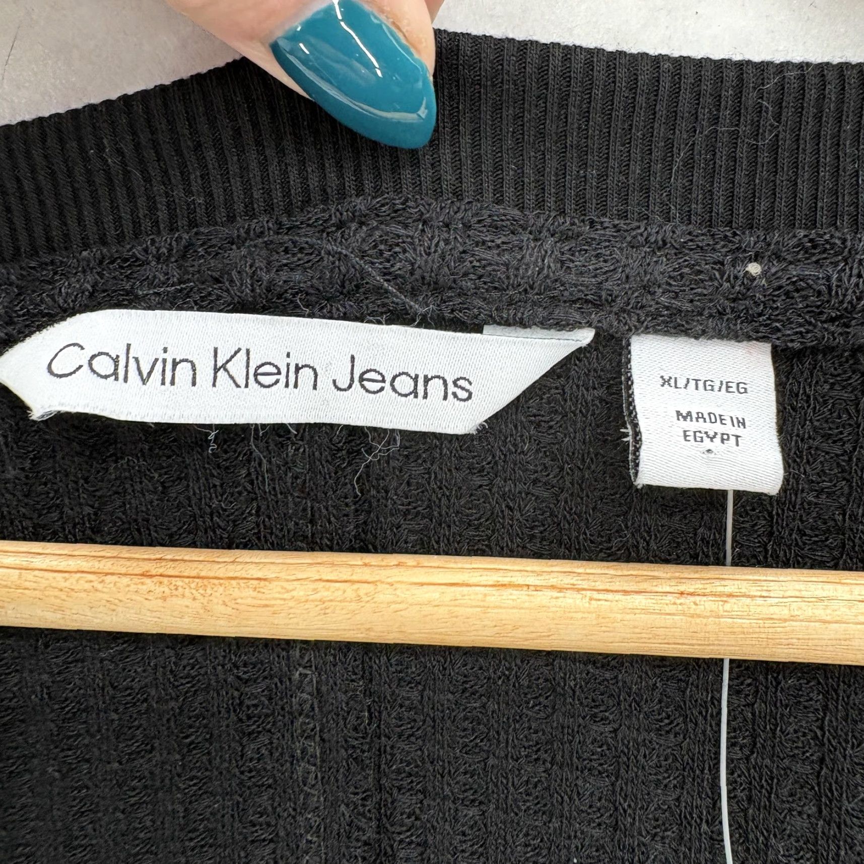 Vintage Calvin Klein Jeans Shirt Womens XL Black V-Neck Raglan Long Sleeve Thermal NWT Size XL / US 12-14 / IT 48-50 - 4 Thumbnail