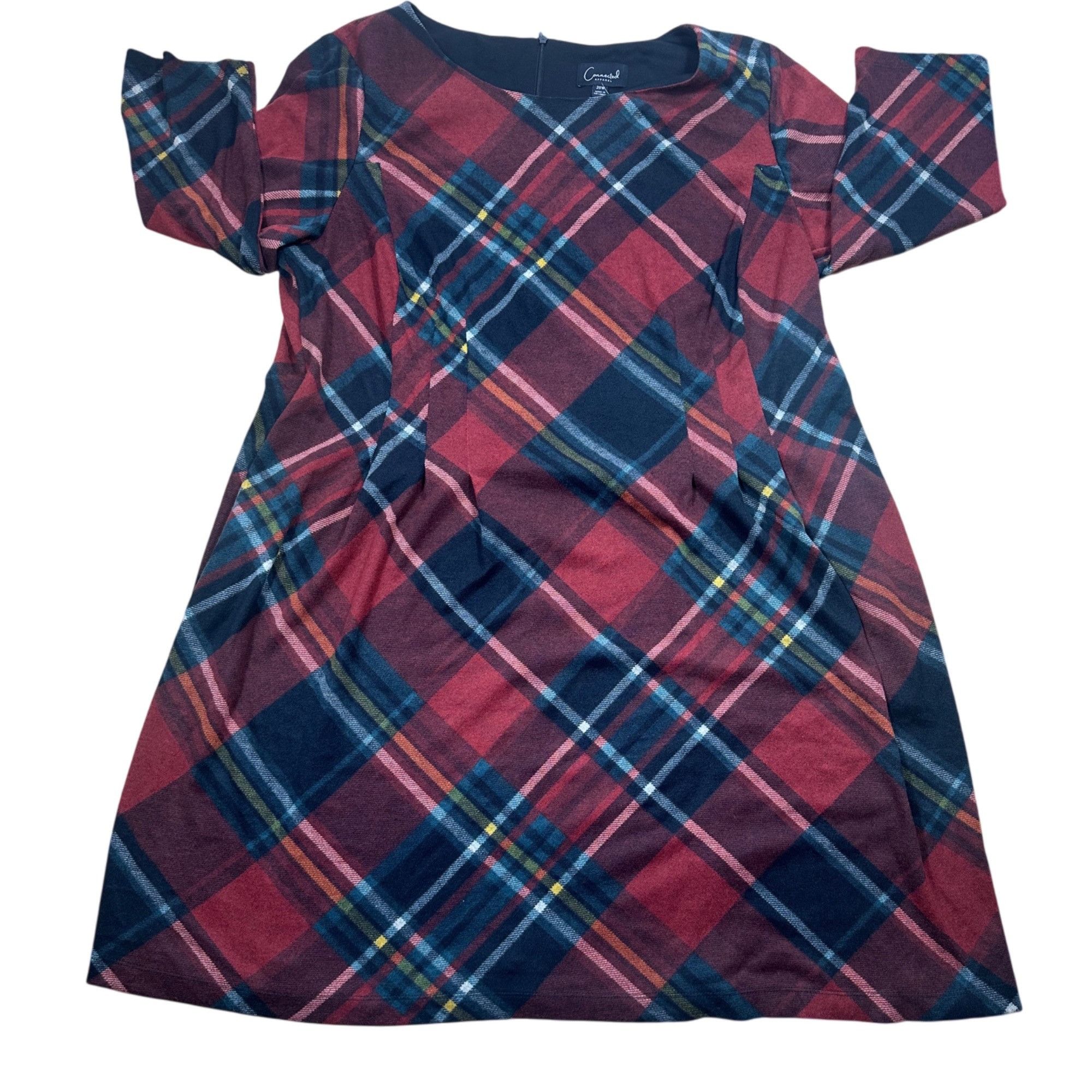 Other Connected Apparel Plaid Knit Shift Dress Red Black Plus Size Size 3XL / US 20-22 - 4 Thumbnail