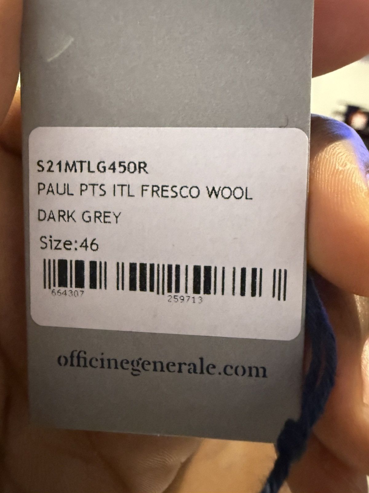 Officine Generale Officine Genéralé 100% Virgin Wool Grey Paul Pant (unworn) Size US 30 / EU 46 - 4 Thumbnail