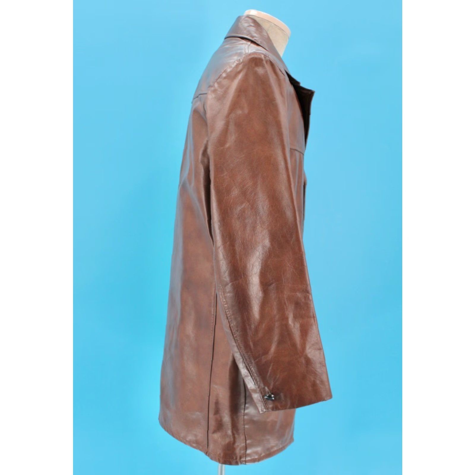 Vintage VINTAGE Mens 70s Leather Jacket Brown Sz 38 R 1970s The Leather Shop Disco Good condition Leather Shirt/Coat Mens Size US XXS / EU 40 - 5 Thumbnail