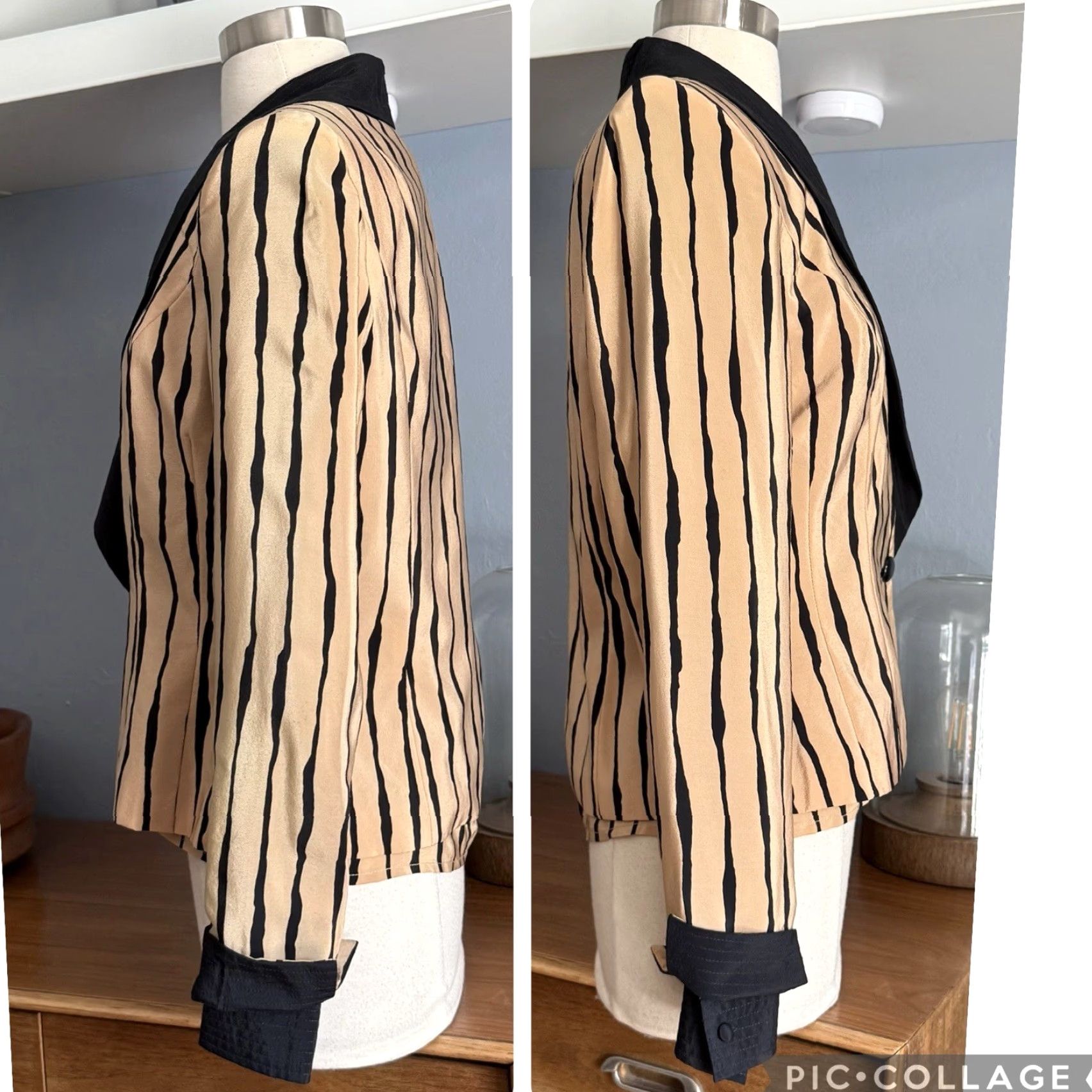 Vintage VINTAGE DAVID HAYES 3pc Silk Blouse Blazer Skirt Suit - Striped - Size M/L - Women - Classic Fit - 80s 90s City Preppy Holiday Party Workwear Size M / US 6-8 / IT 42-44 - 2 Thumbnail