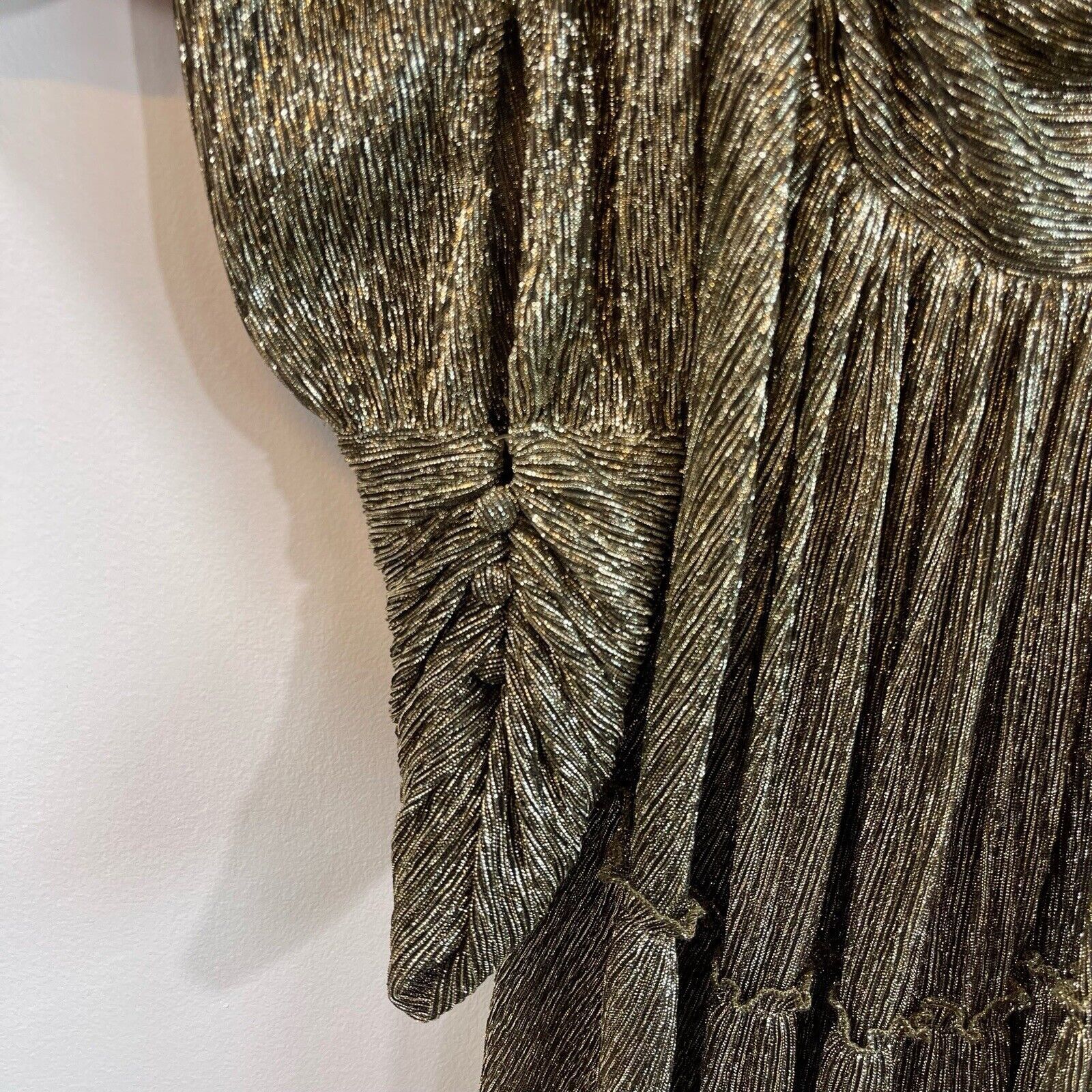 A.L.C. A.L.C. | Gold Metallic Crinkle Plisse Party Dress 4 Size S / US 4 / IT 40 - 8 Thumbnail