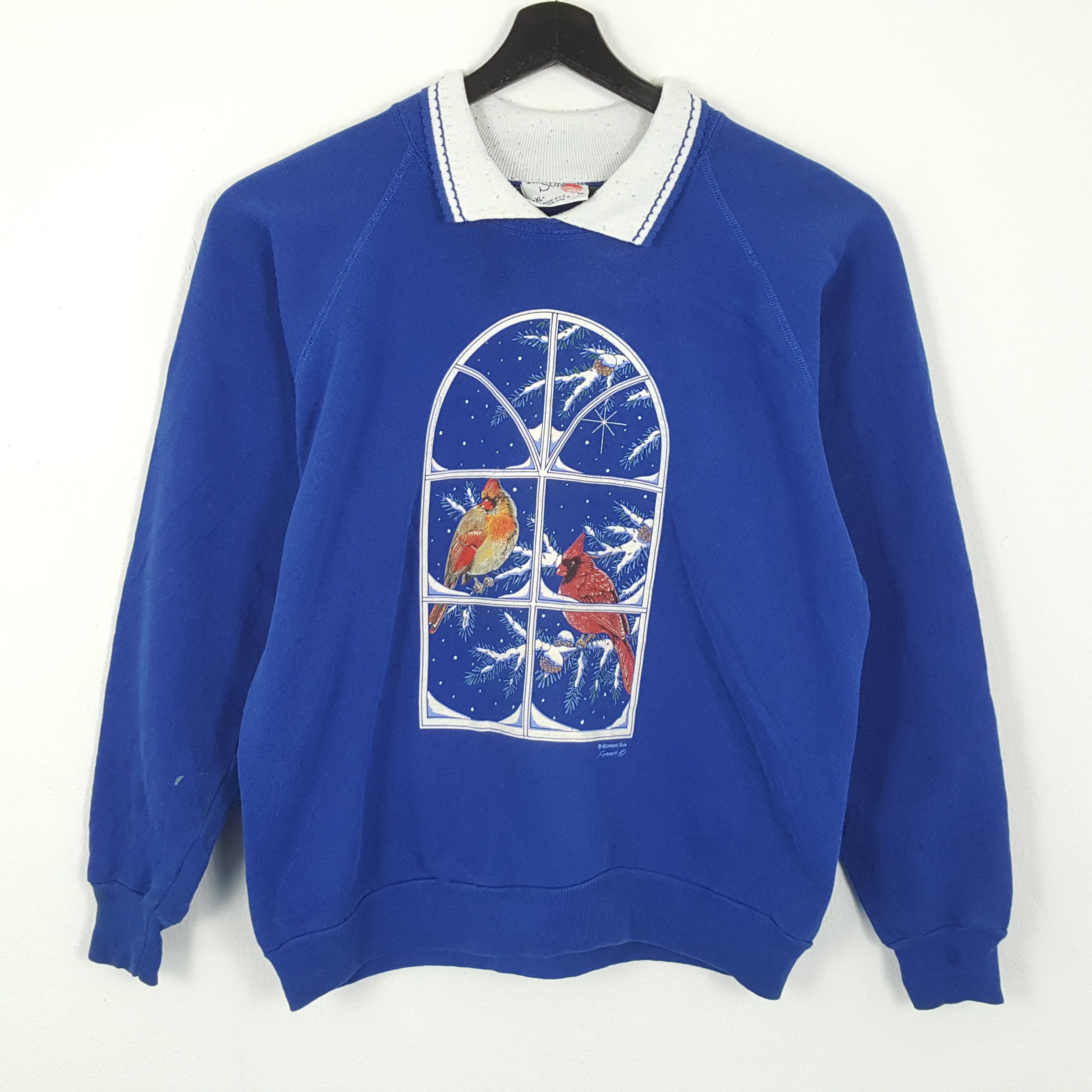 Vintage MORNING SUN Casual Style Vintage Collar Sweatshirt Size US L / EU 52-54 / 3 - 1 Thumbnail