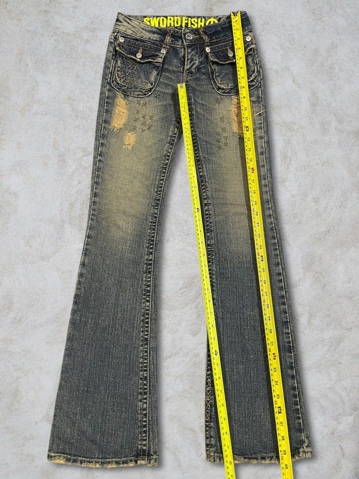 CIVARIZE Japanese Brand Women Punk Bootcut Bush Pants Mud Wash Jeans Size 26" / US 2 / IT 38 - 18 Thumbnail