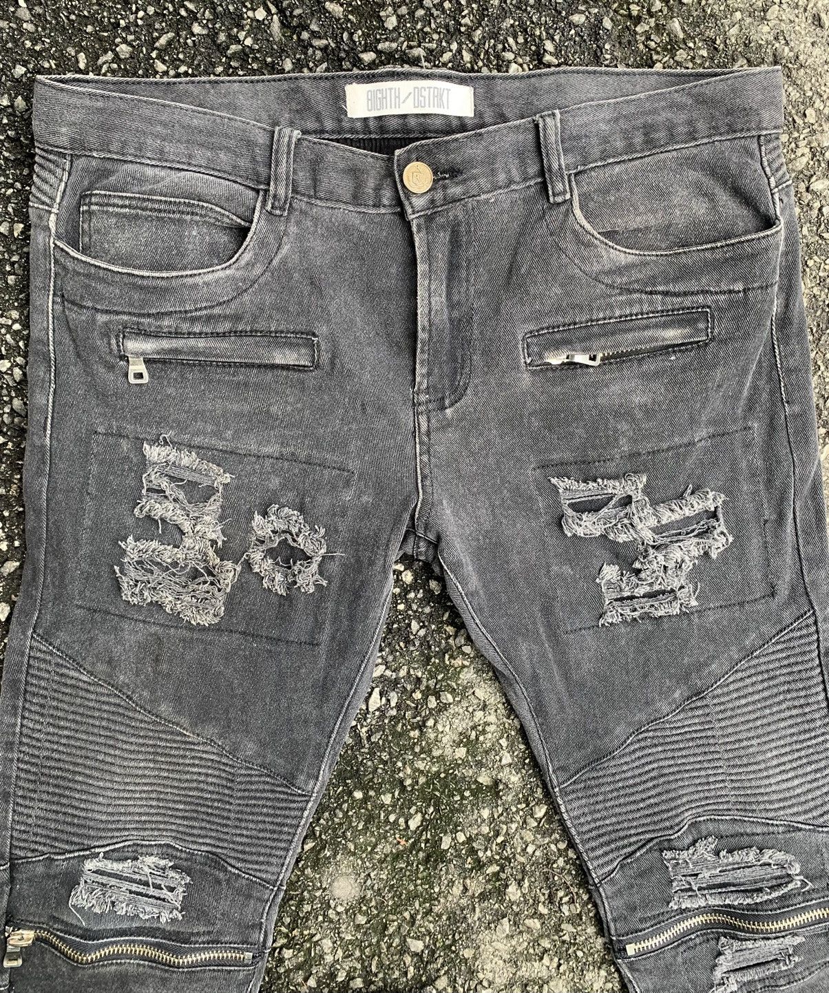 Other Distressed 8IGHTH/DSTRKT Multizipper Biker Streching Denim Size US 37 - 9 Thumbnail