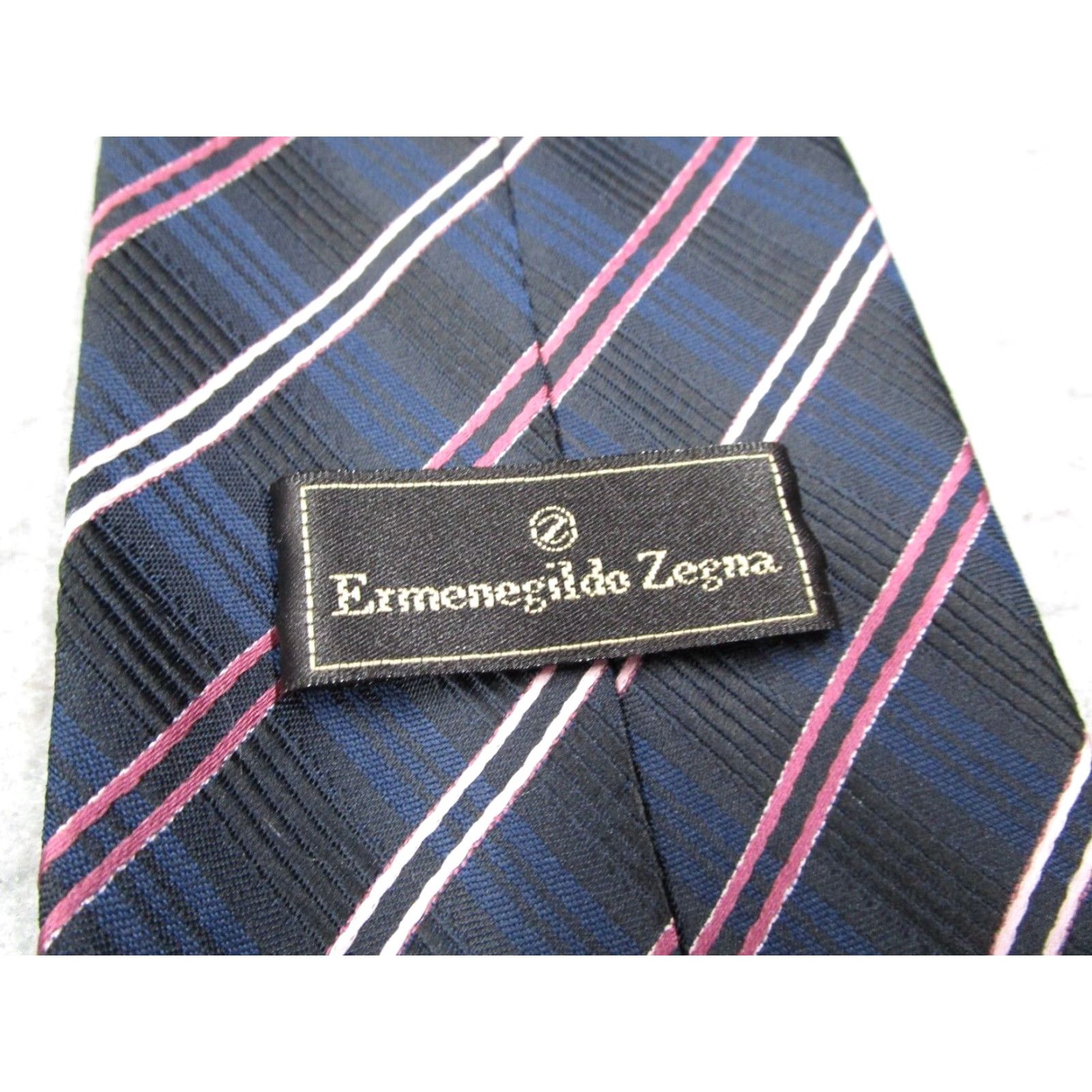 Ermenegildo Zegna Ermenegildo Zegna Silk Tie Mens Blue Striped Classic Size Italy Made Designer Size ONE SIZE - 3 Thumbnail