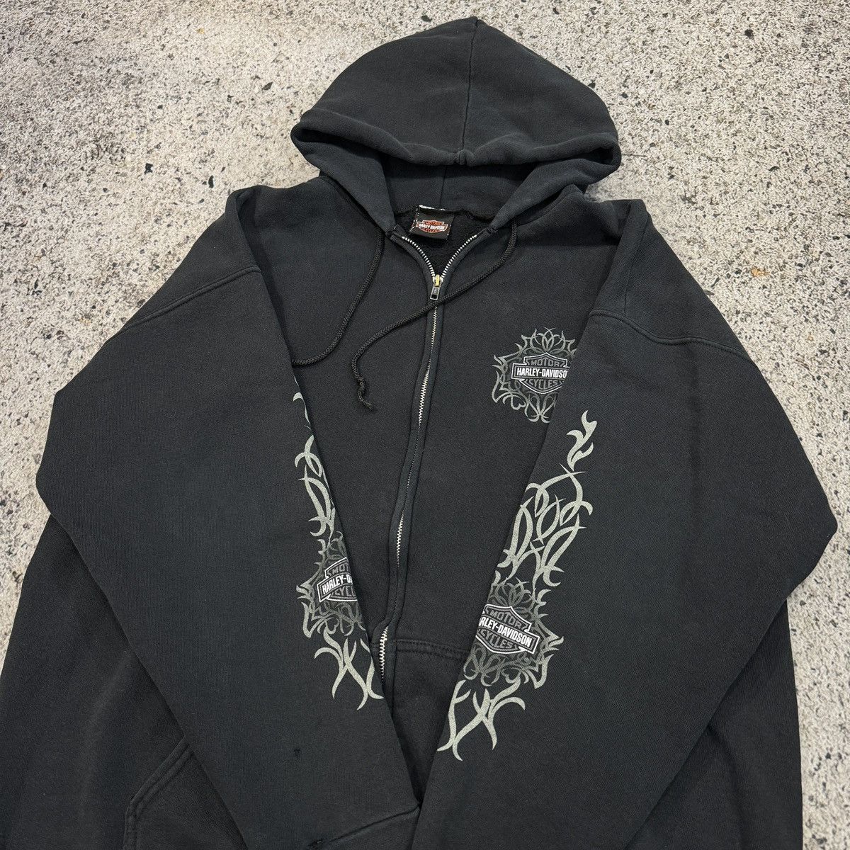 Harley Davidson Thrashed Faded Distressed Harley Hoodie ERD Grunge Chrome Size US XXL / EU 58 / 5 - 4 Thumbnail