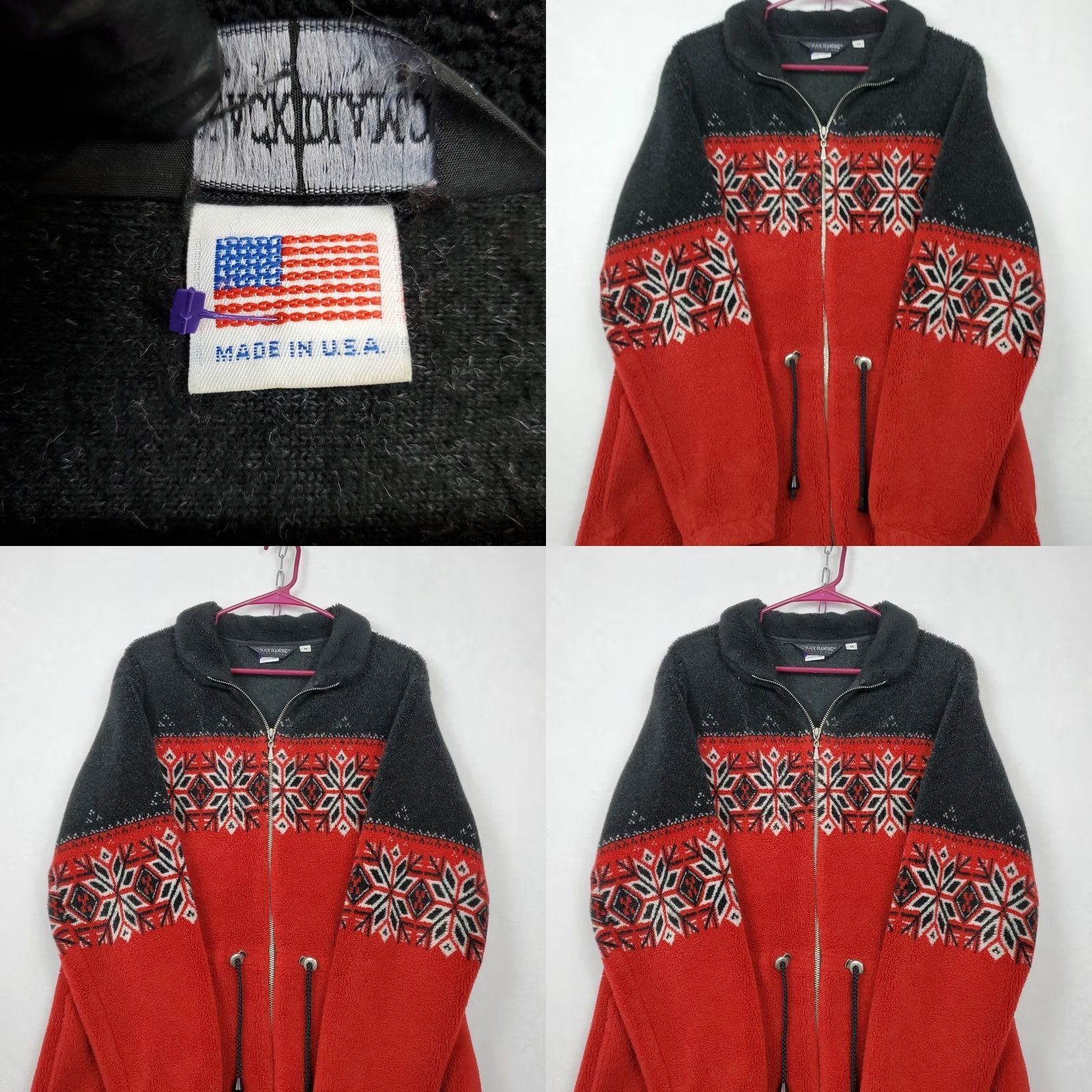 Black Diamond VINTAGE Black Diamond Full Zip Fuzzy Fleece Nordic Fair Isle Ski Jacket Mens M Size US M / EU 48-50 / 2 - 9 Thumbnail