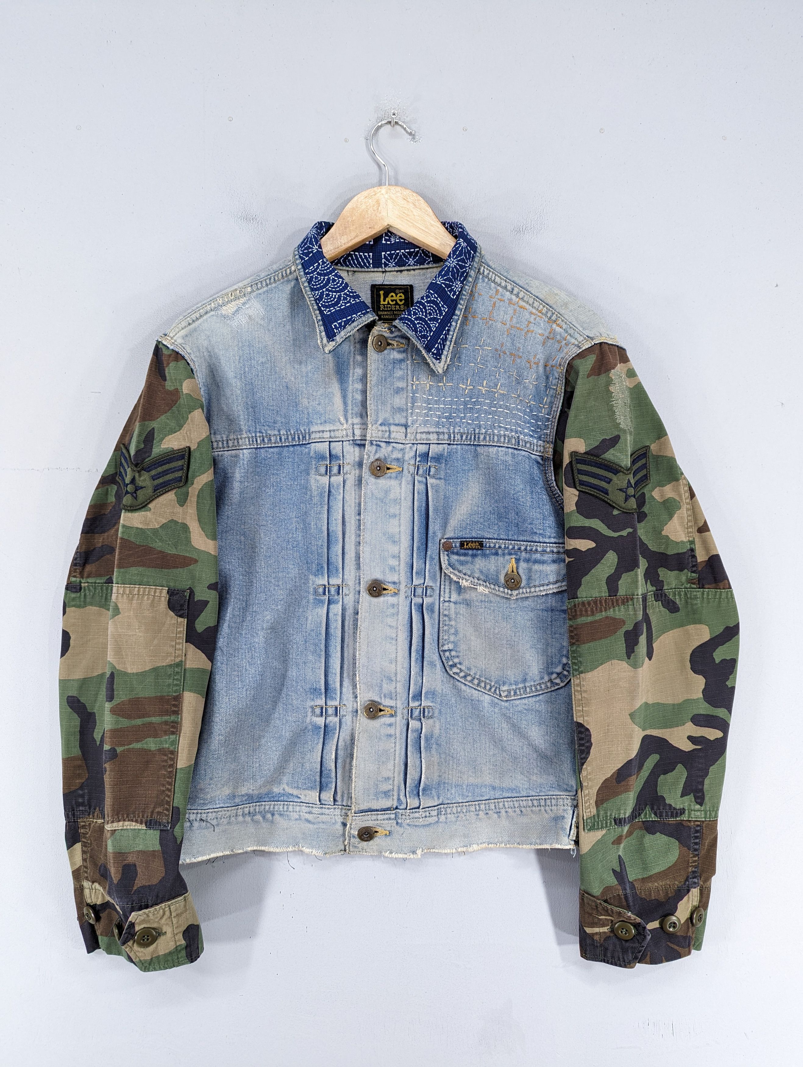 Lee 🔥1 Of 1 Custom Lee X Army Sleeve Denim Jacket Distressed Size US M / EU 48-50 / 2 - 1 Thumbnail