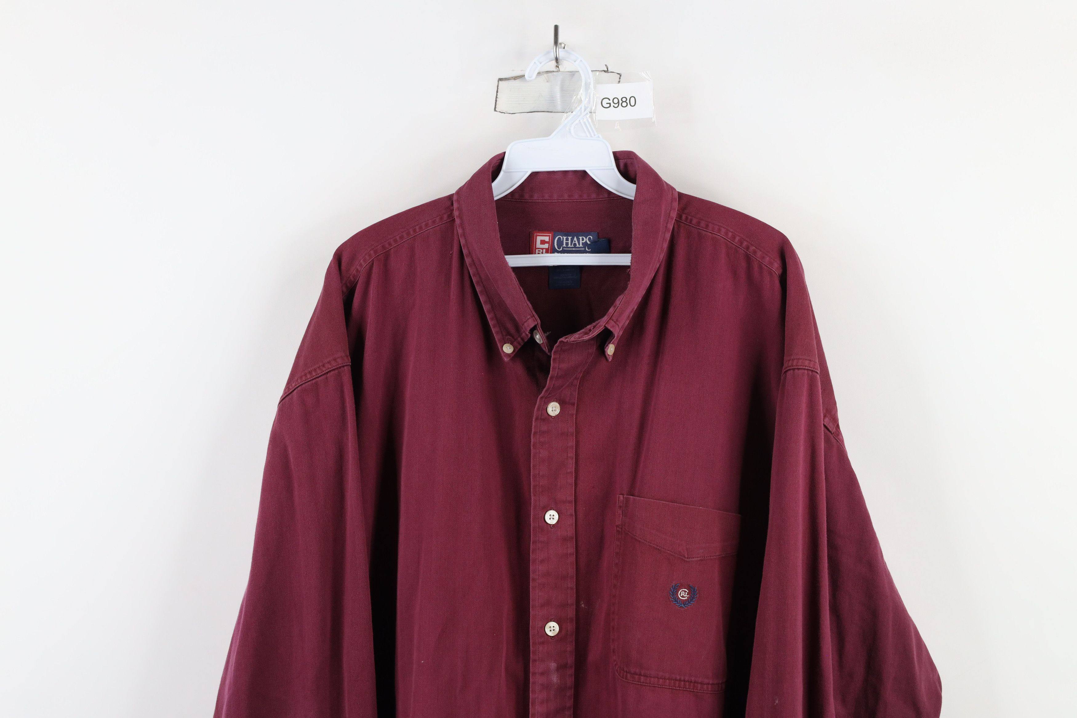 Ralph Lauren × Vintage Vtg 90s Chaps Ralph Lauren Herringbone Button Down Shirt Size US XXL / EU 58 / 5 - 2 Thumbnail