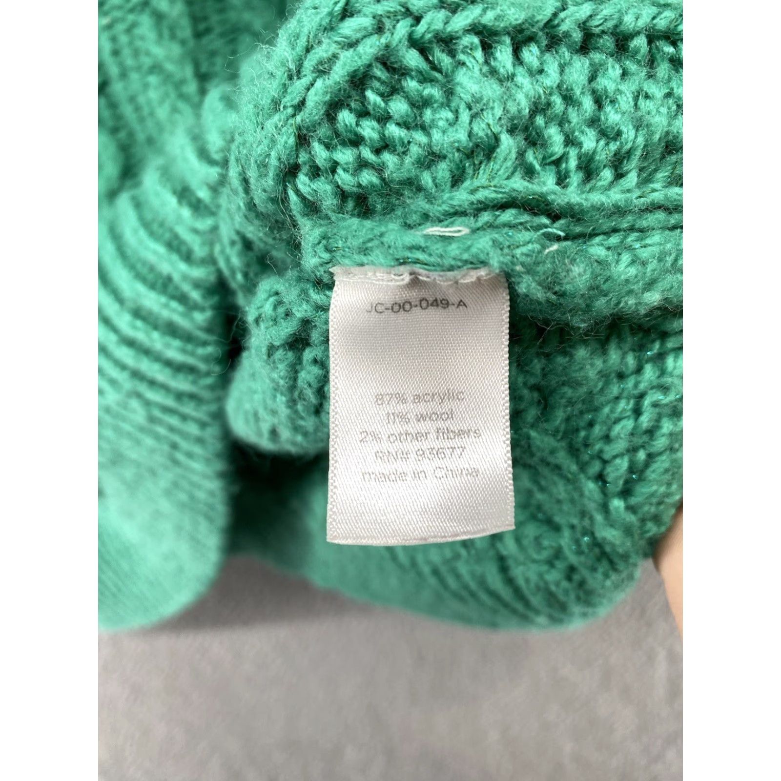 Vintage JCP Women's Sweater Cable Knit Wool Blend Long Sleeve Sparkle Green Size M Soft Size M / US 6-8 / IT 42-44 - 4 Thumbnail