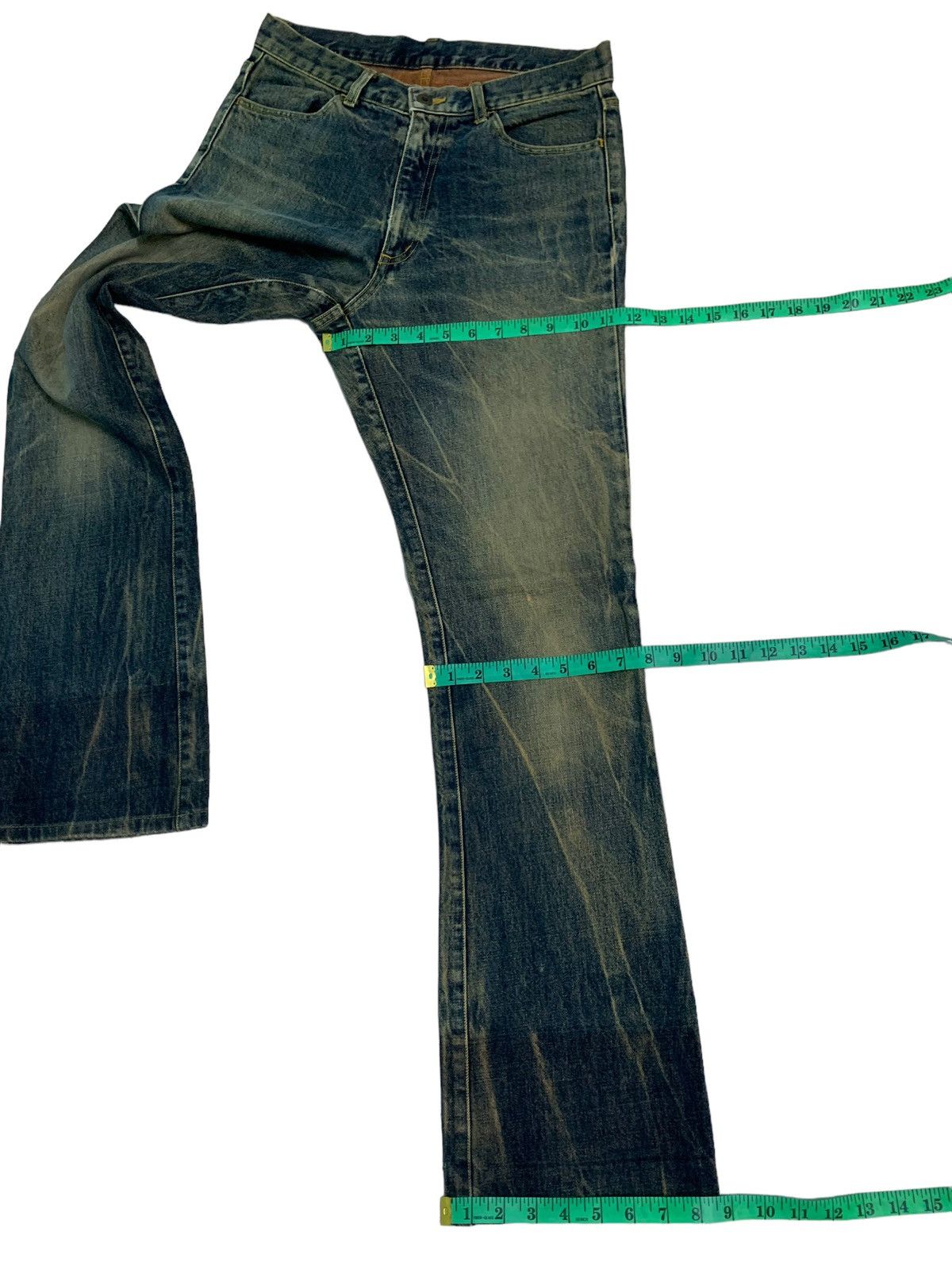 Japanese Brand 🔥Flare Dirty Distressed Four Bars Denim Jeans Size US 30 / EU 46 - 17 Thumbnail