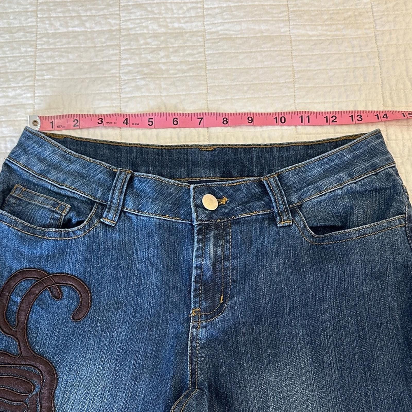 Other Boston Proper 4 Flare Denim Embellished Leg EUC Vintage Y2K Size 27" / US 4 / IT 40 - 6 Thumbnail