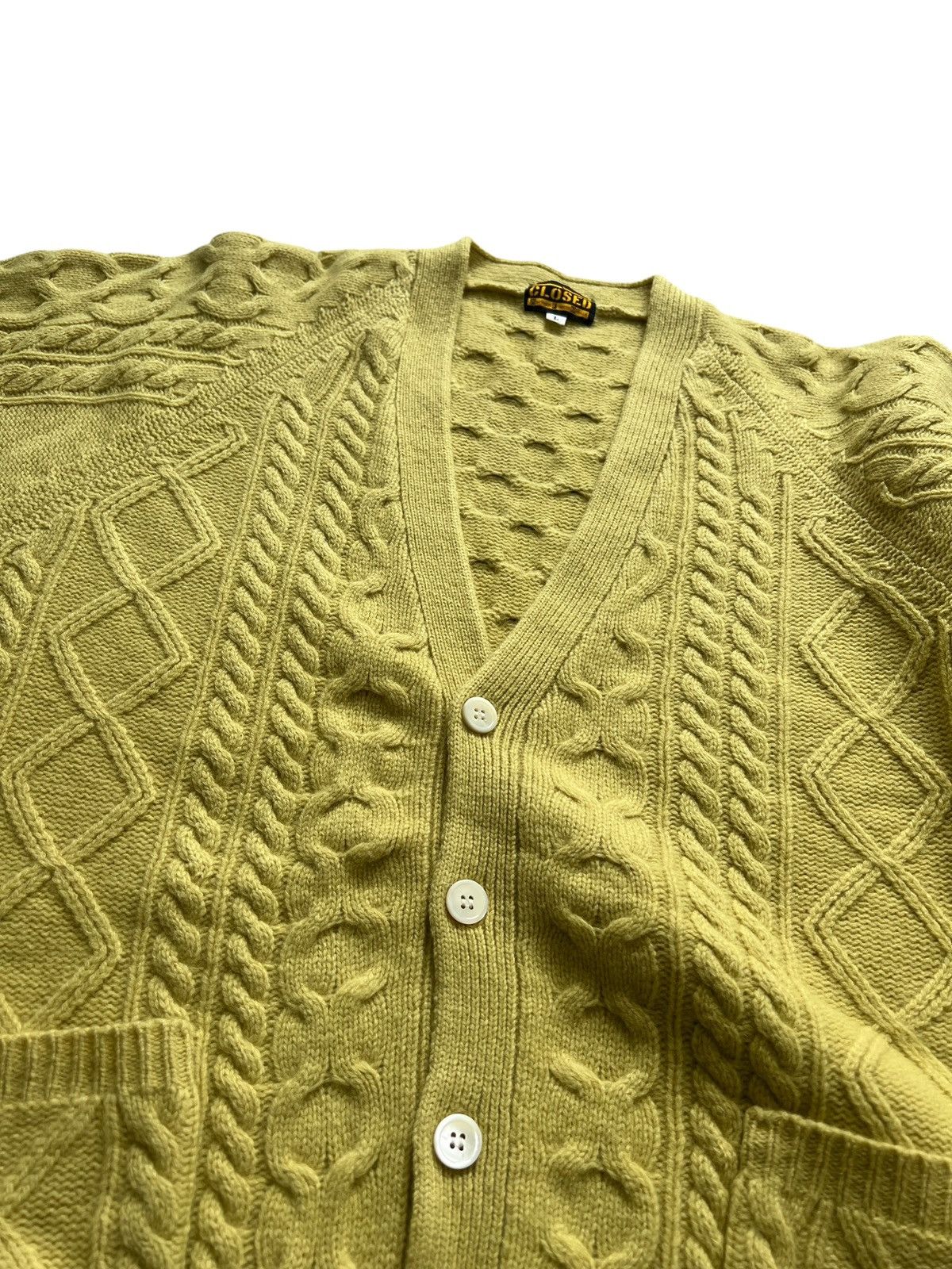 CLOSED × Marithe + Francois Girbaud 1990s Closed MFG Lambswool Cable Knit Cardigan Size US L / EU 52-54 / 3 - 6 Thumbnail