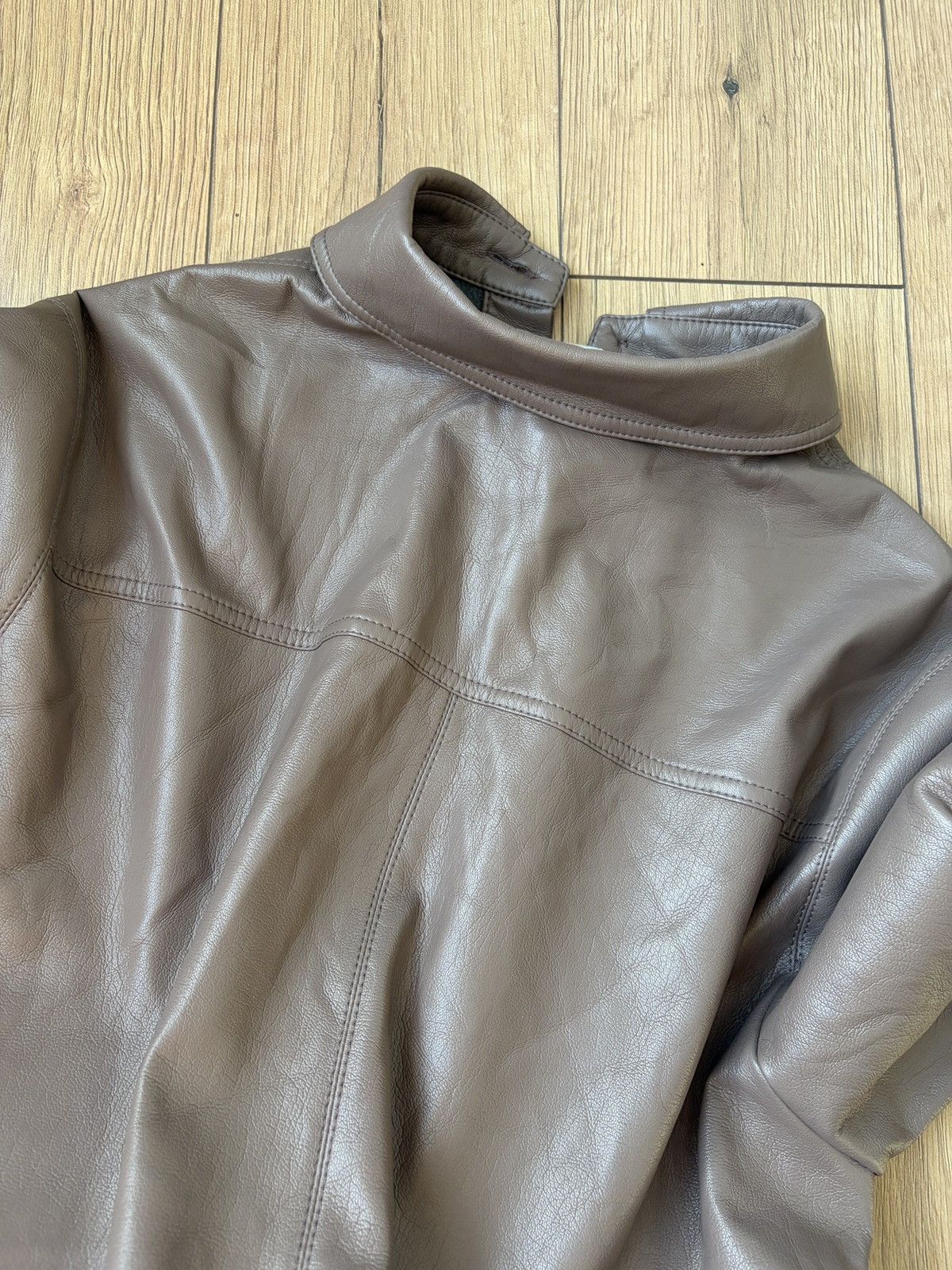 Nanushka NANUSHKA Faux Leather Coffee Brown Shirt Size US S / EU 44-46 / 1 - 16 Thumbnail