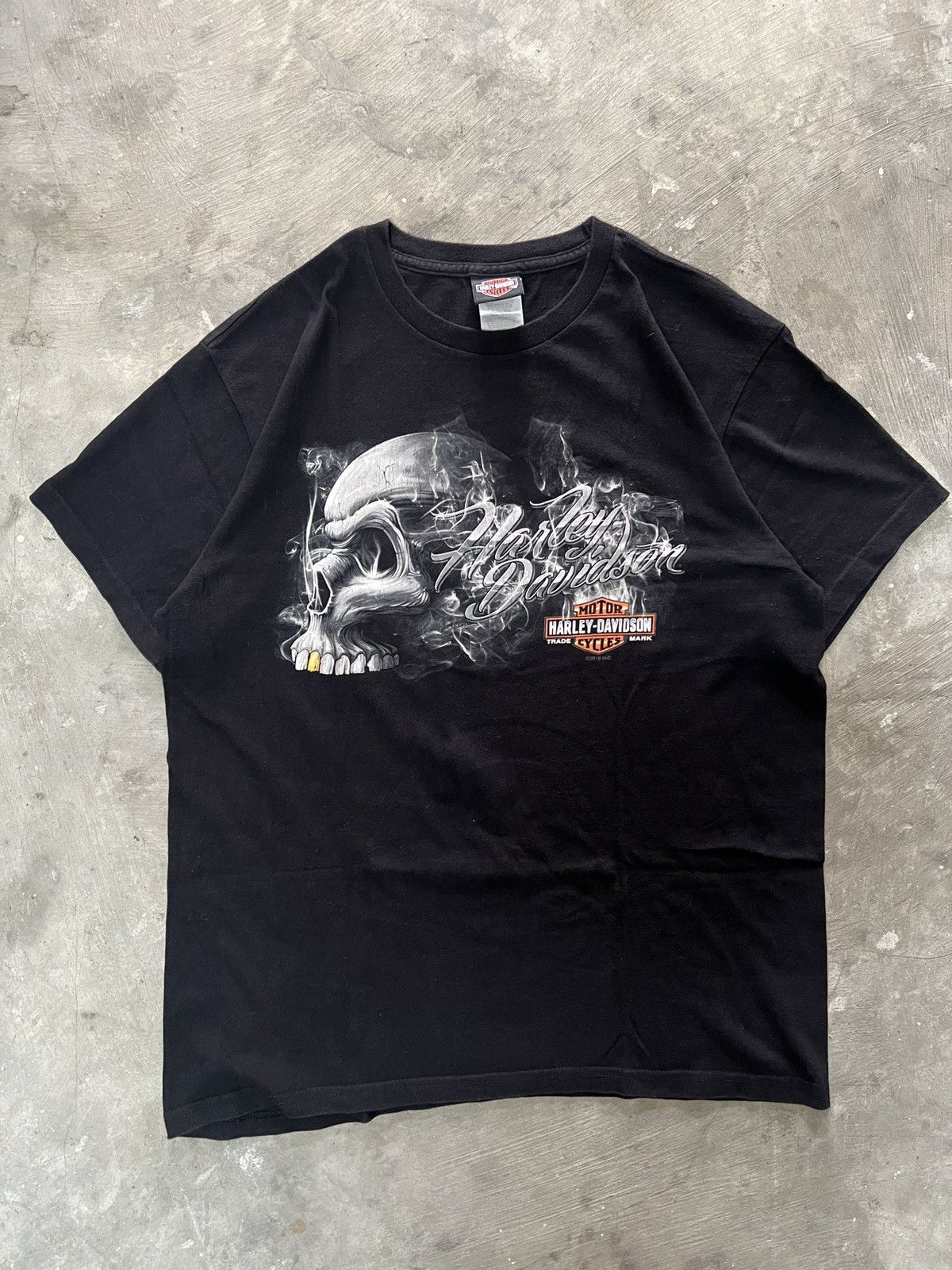 Harley Davidson Vintage 2000s Harley-DavidsonTexas Skull Smoke Fire Flames Size US L / EU 52-54 / 3 - 1 Thumbnail