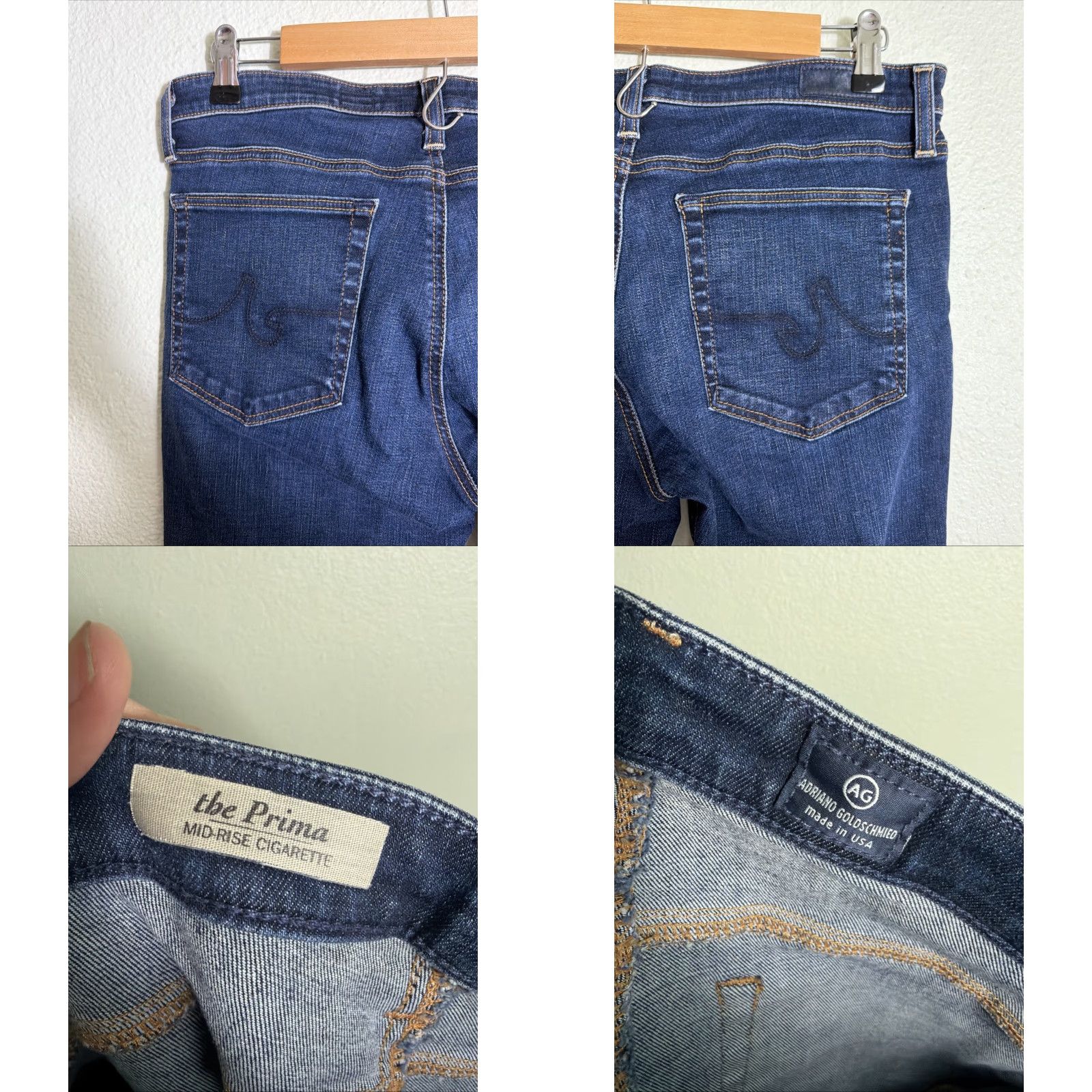 Vintage AG Adriano Goldschmied The Prima Mid Rise Cigarette Jeans Womens 30R Dark Wash Size 30" / US 8 / IT 44 - 9 Thumbnail