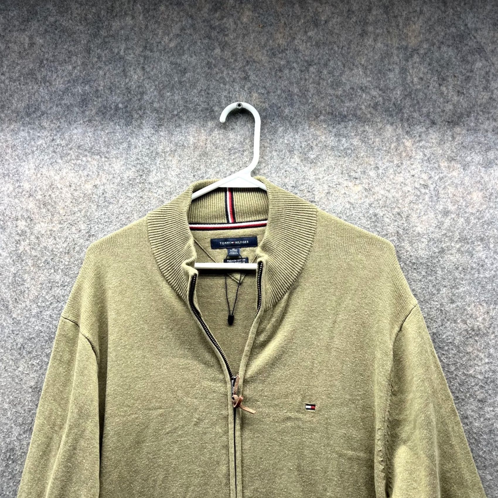 Tommy Hilfiger VINTAGE Tommy Hilfiger Sweater Men XL Olive Premium Cotton Full Zip Bomber Jacket Vtg Size US XL / EU 56 / 4 - 2 Thumbnail