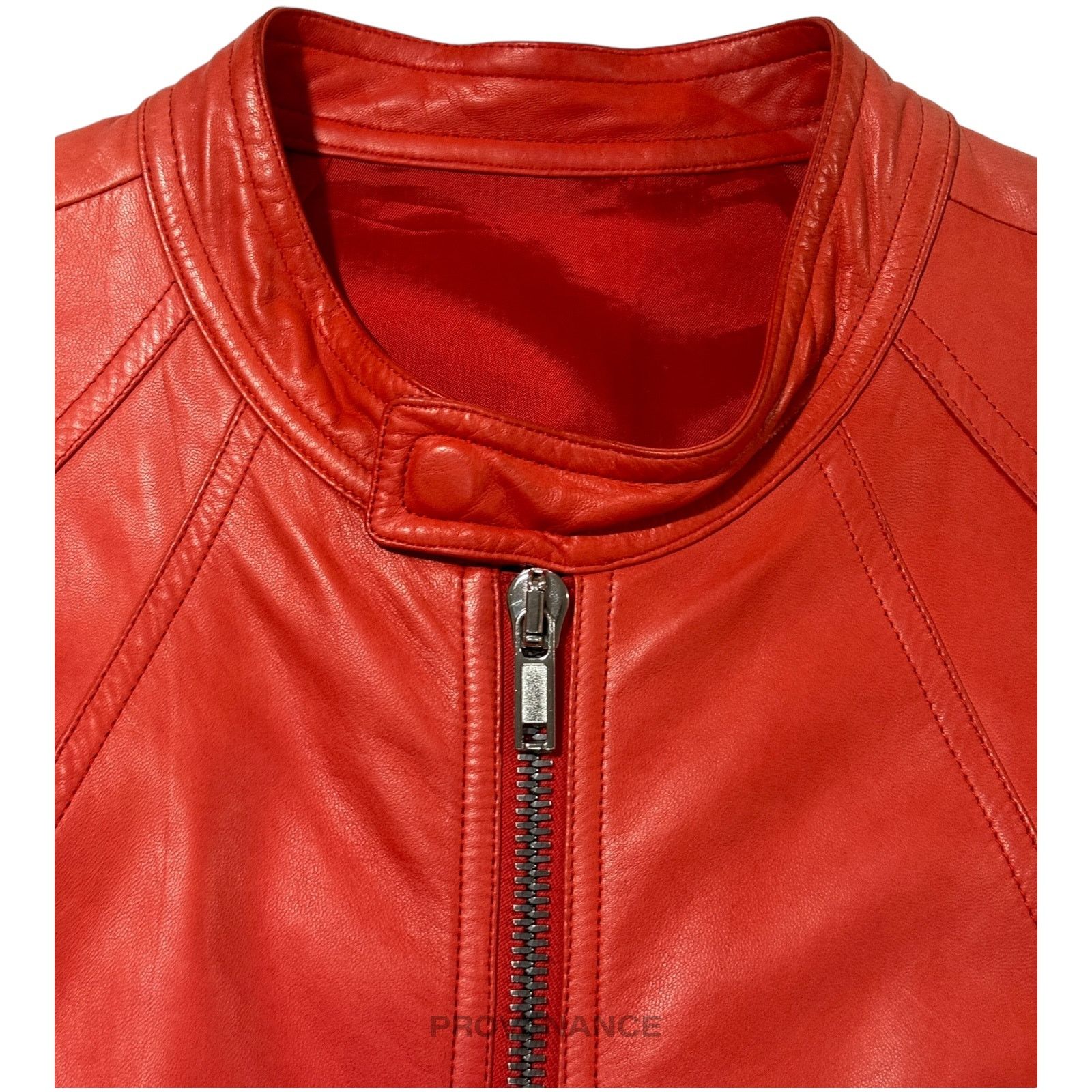 Rick Owens 🔴 Rick Owens Walrus Intarsia Leather Jacket - 50 Red Size US M / EU 48-50 / 2 - 6 Thumbnail